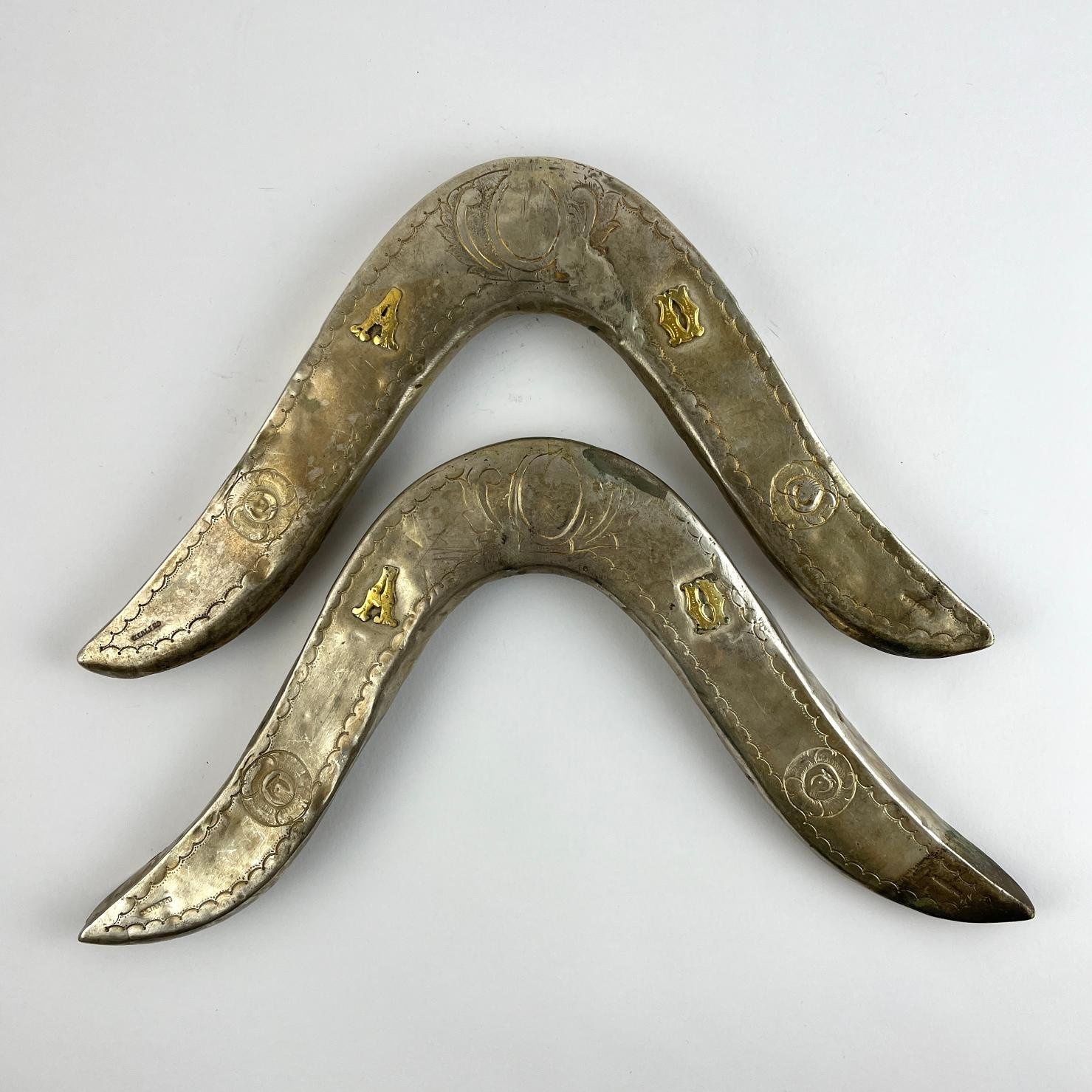 Par de cabezadas de recado en plata