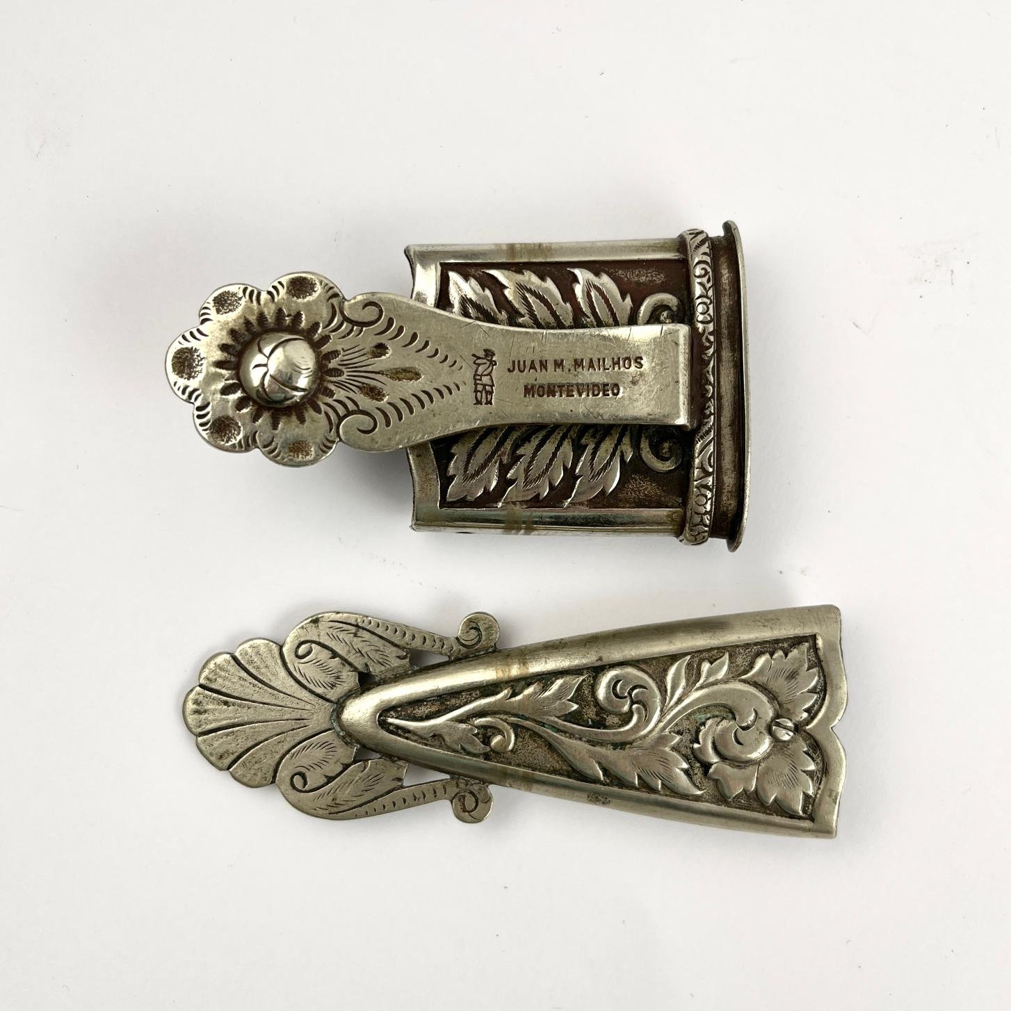 Juego de bocavaina y puntera para cuchillo criollo en metal