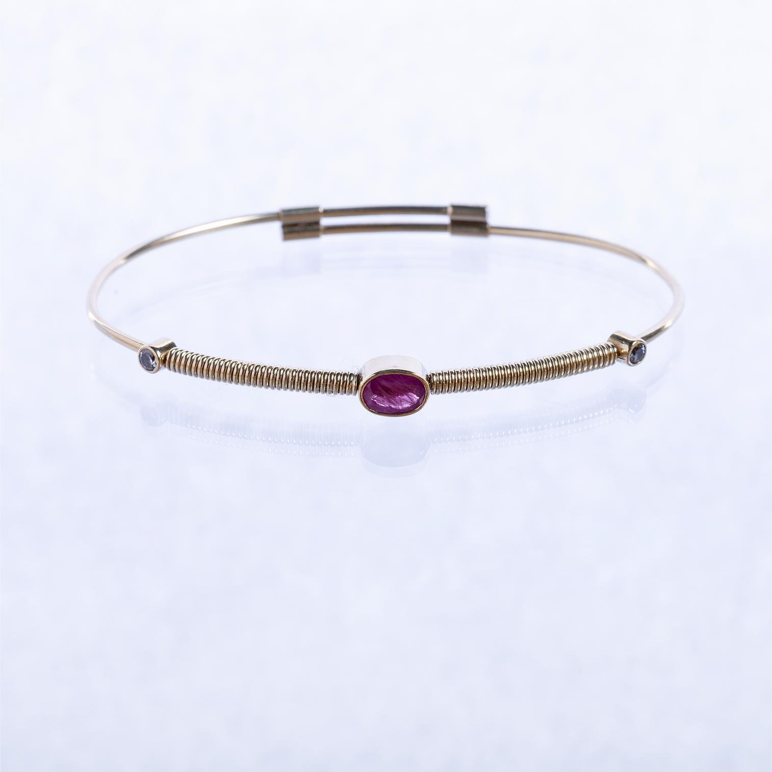 Pulsera oro 18 K amarillo, rubpu y zirconias