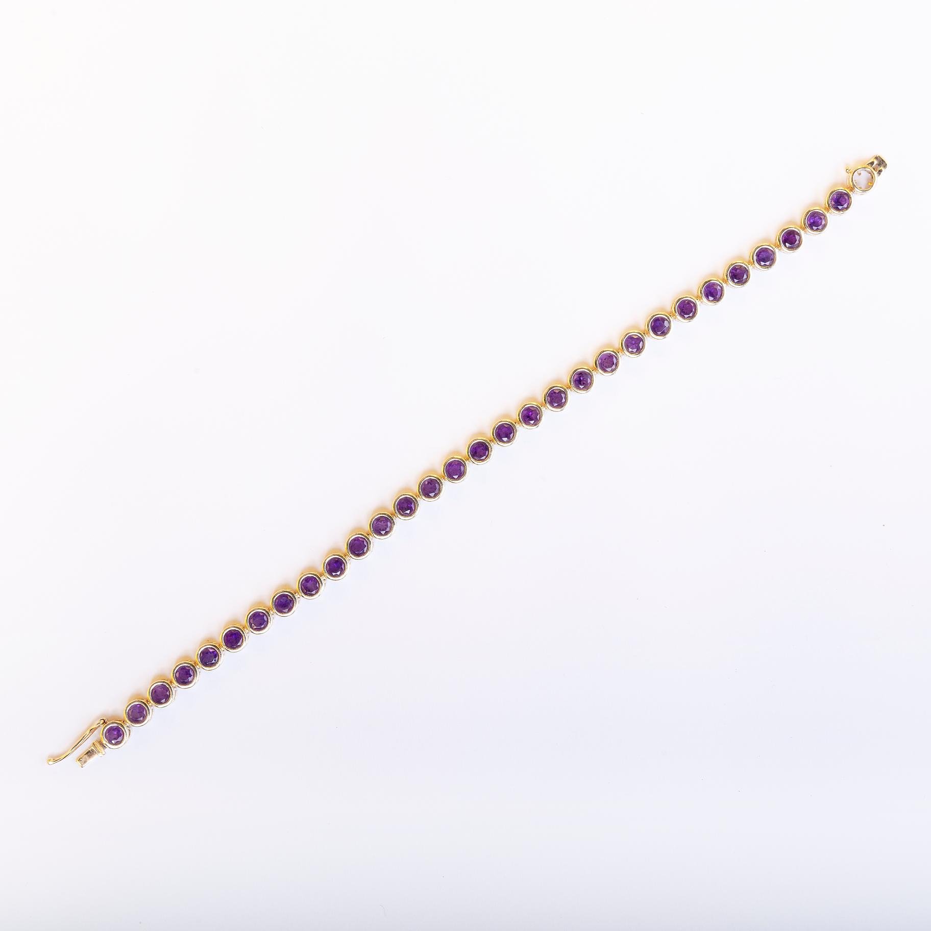 Pulsera oro amarillo y amatistas