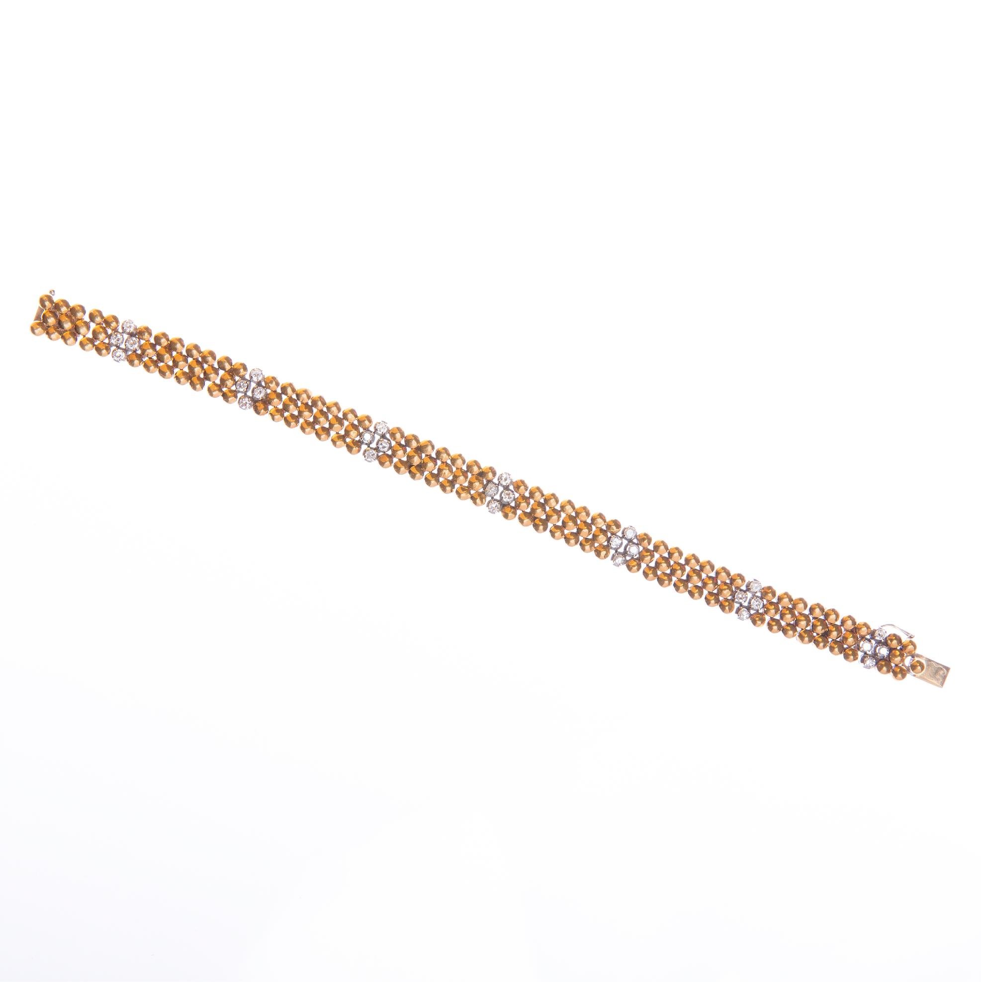 Pulsera oro 18 K amarillo y blanco y brillantes - Imagen 2