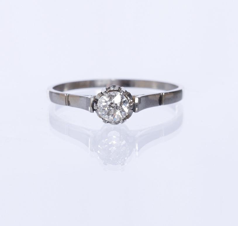 Anillo oro 18 K blanco y brillante