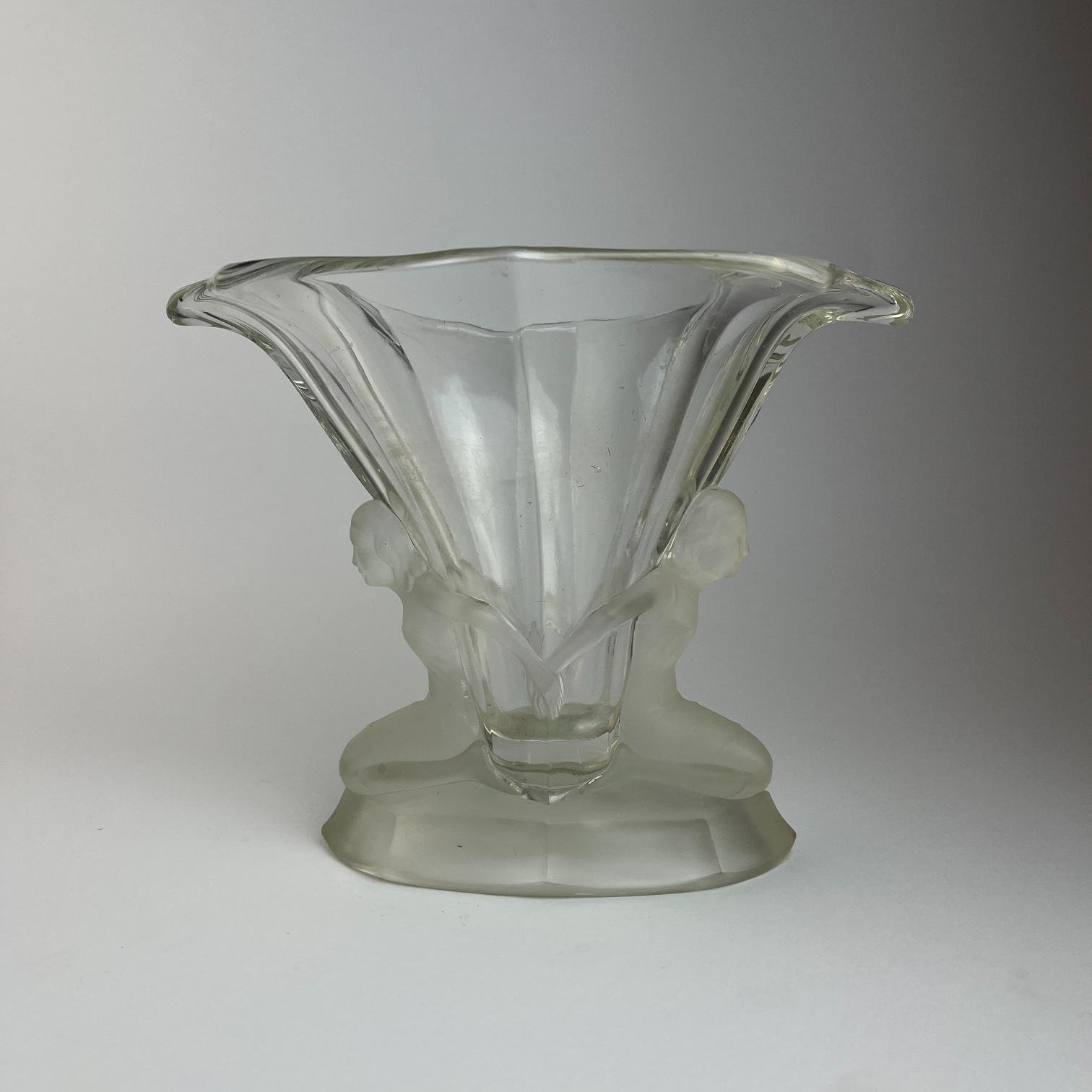 Florero art decó alemán en cristal Walther & Sohne