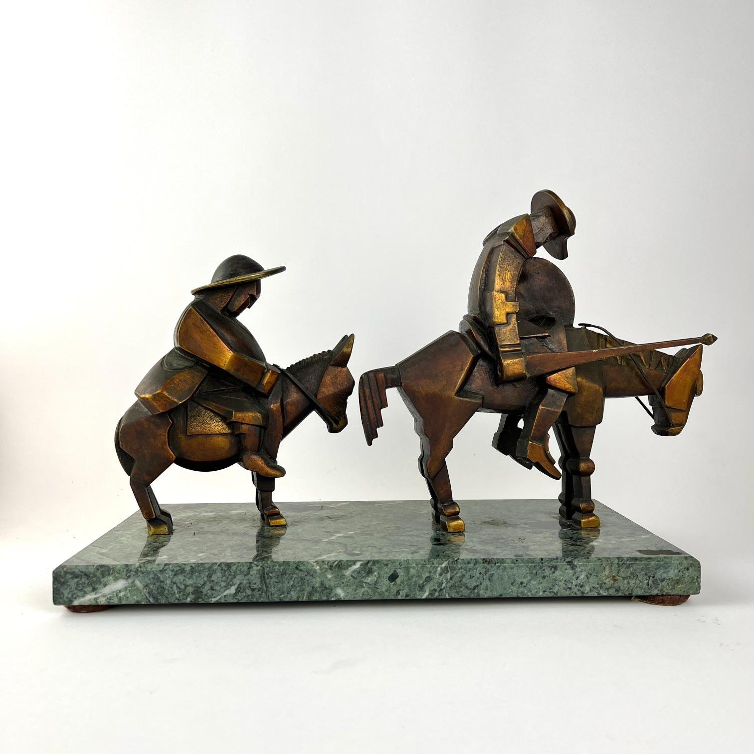 Escultura art decó en bronce "Don Quijote y Sancho Panza"