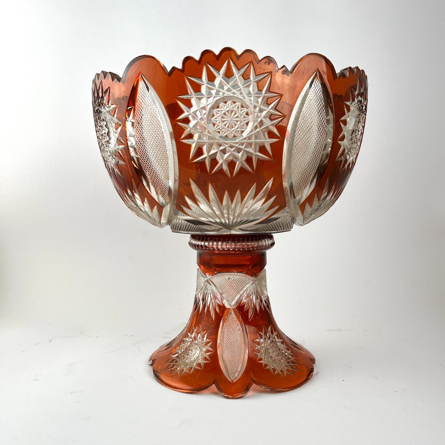 Centro de mesa en cristal de Bohemia