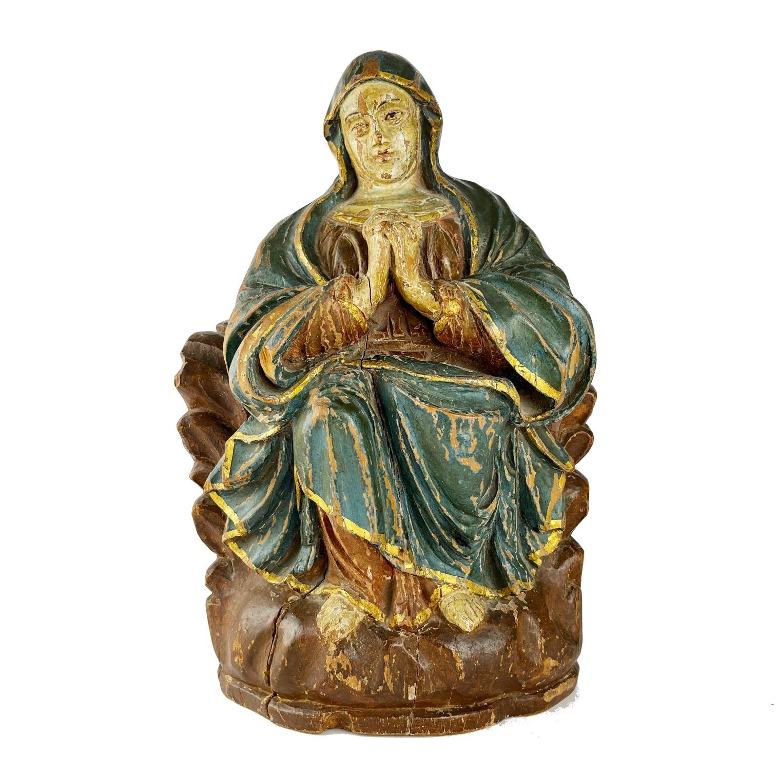 Escultura italiana s. XIX en madera "Virgen María"
