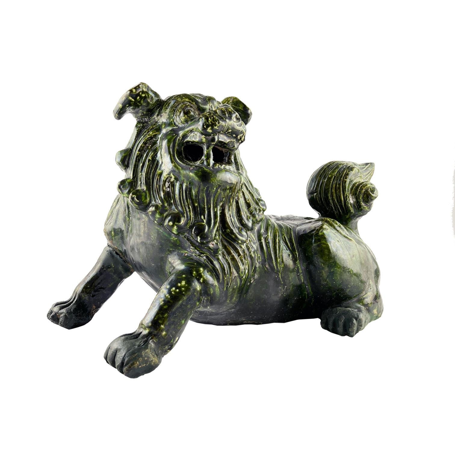 Escultura japonesa en cerámica "Perro de fu"