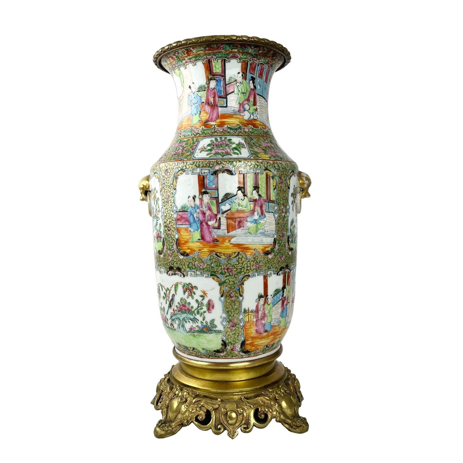 Jarrón chino en porcelana Cantón