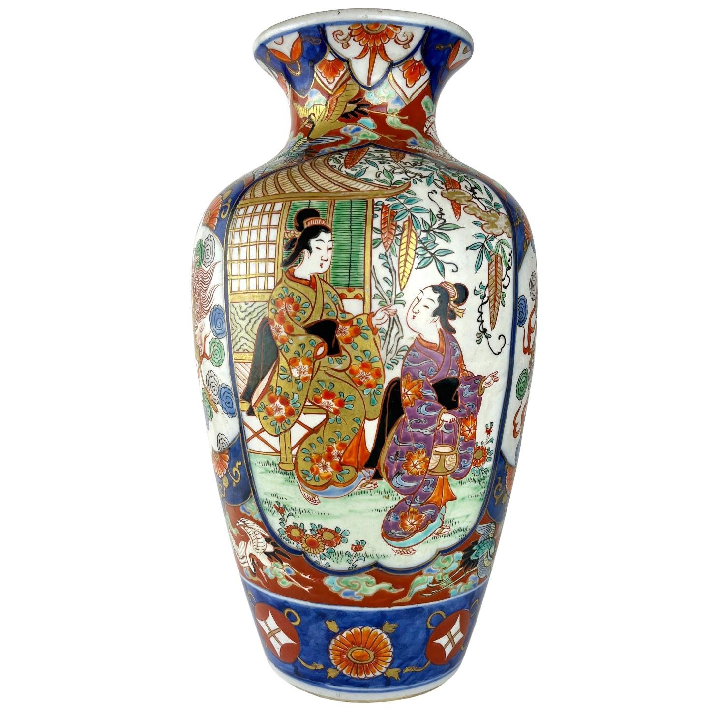 Jarrón japonés en porcelana Imari
