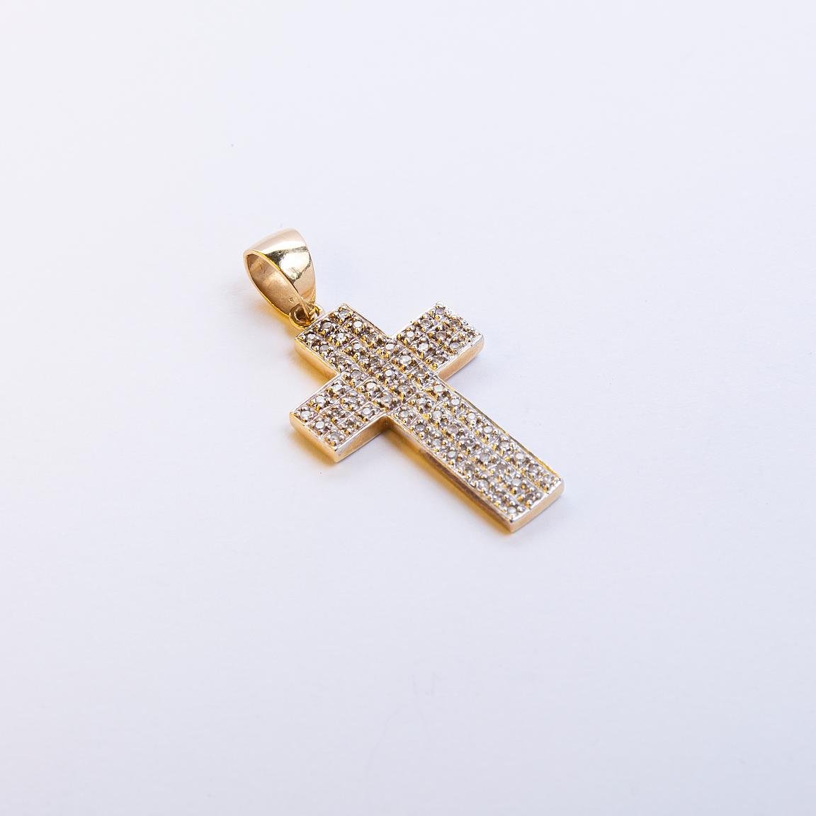 Cruz oro 18 K amarillo y brillantes