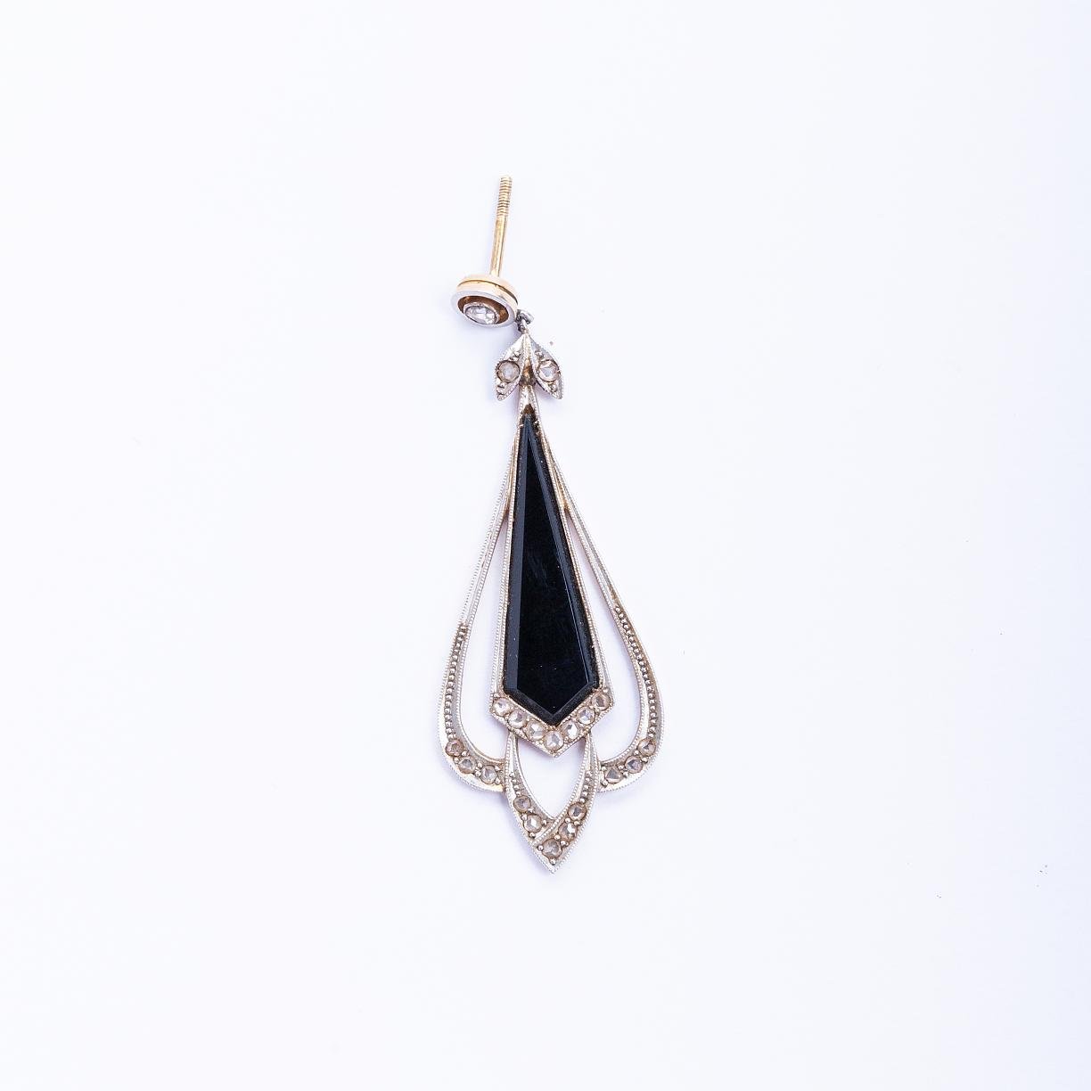 Caravana art nouveau oro blanco y amarillo, diamantes y ónix