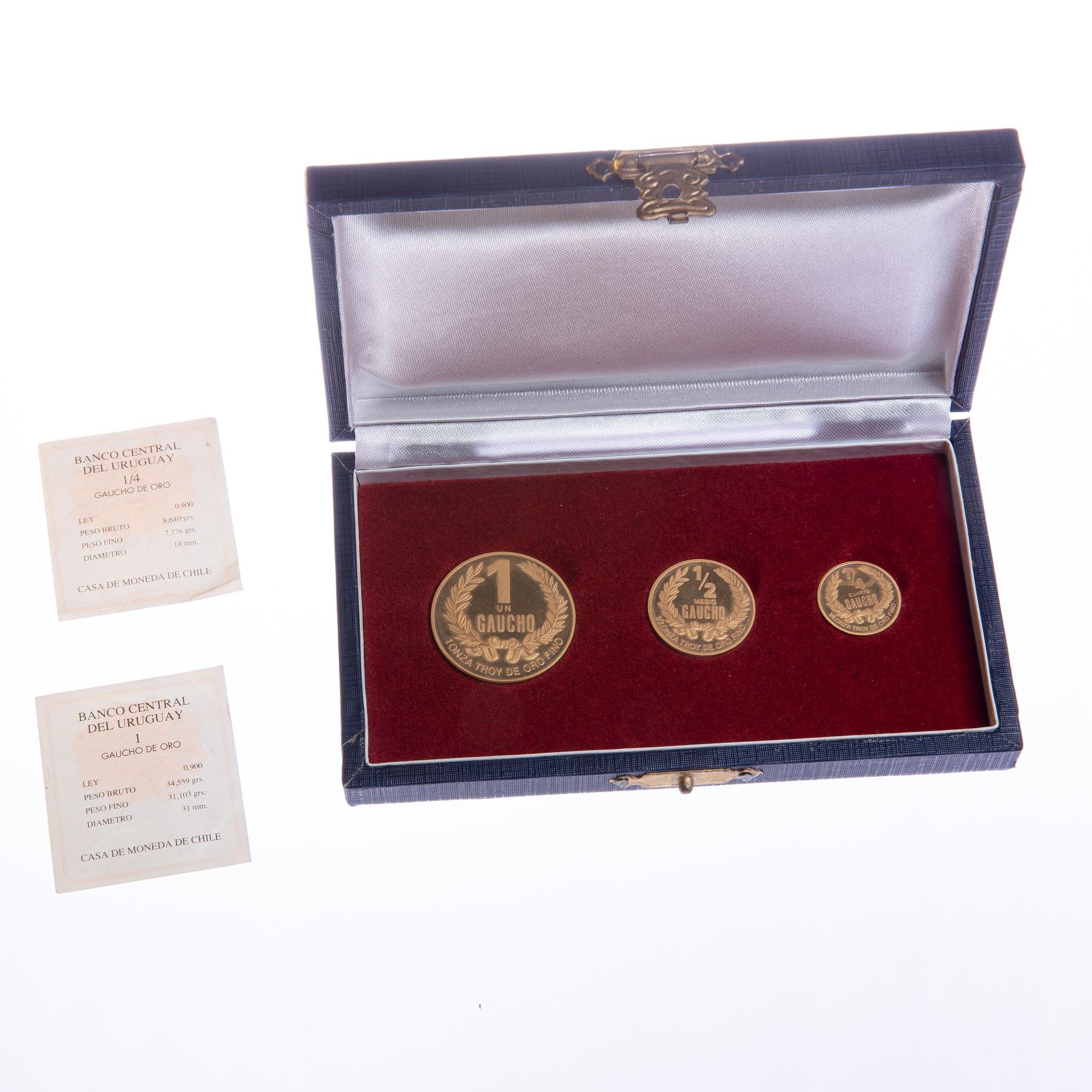 Set de 3 monedas oro Uruguay 1992 - Imagen 4