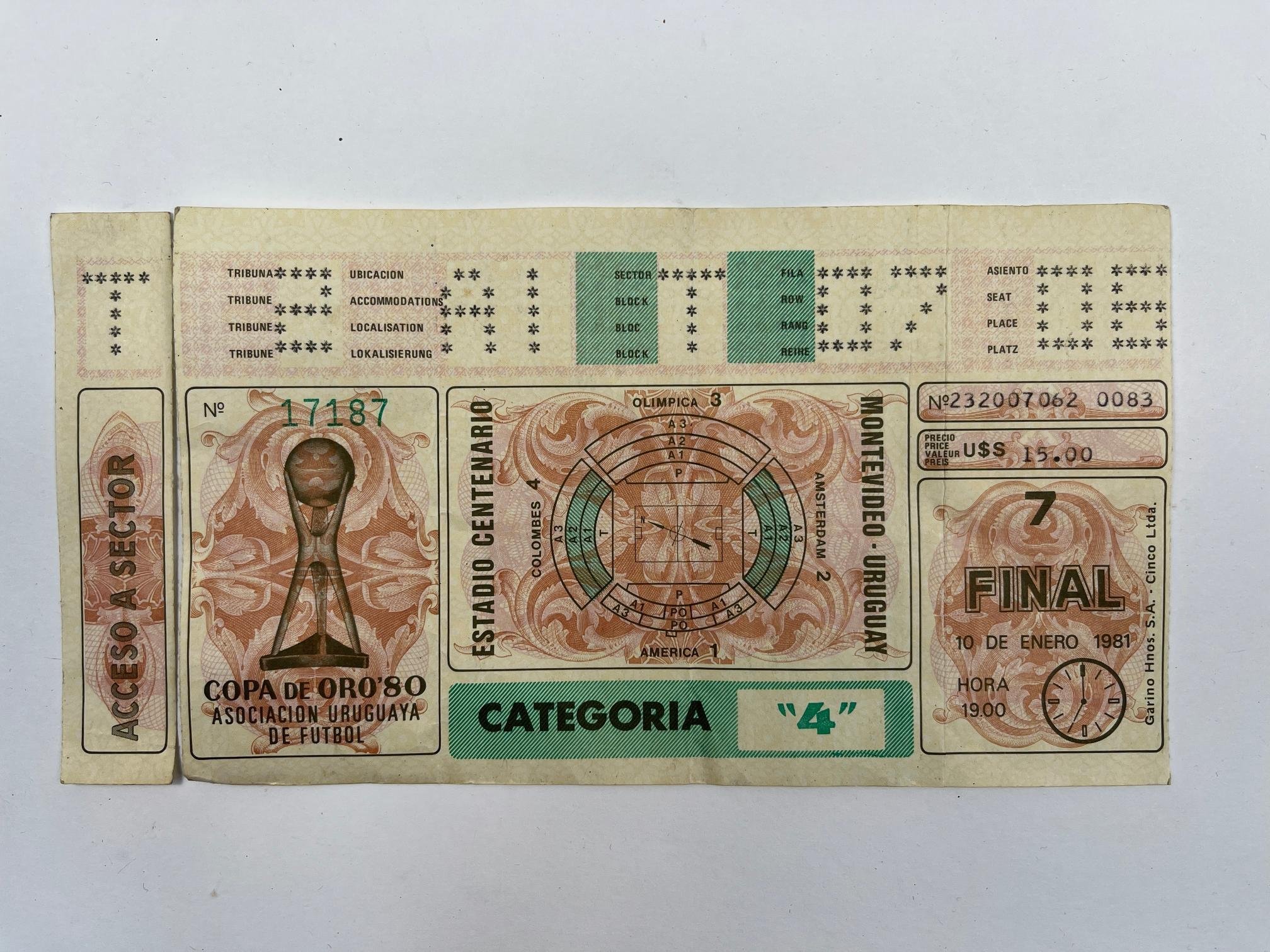 Entrada de la final de la Copa de Oro 1980