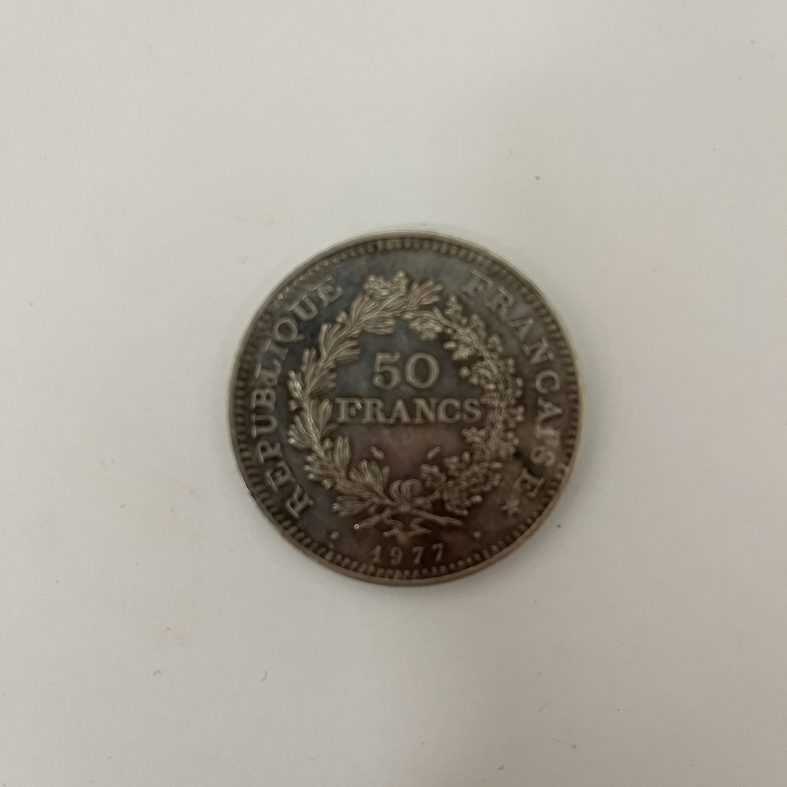 Moneda Francia 50 francos 1977 plata