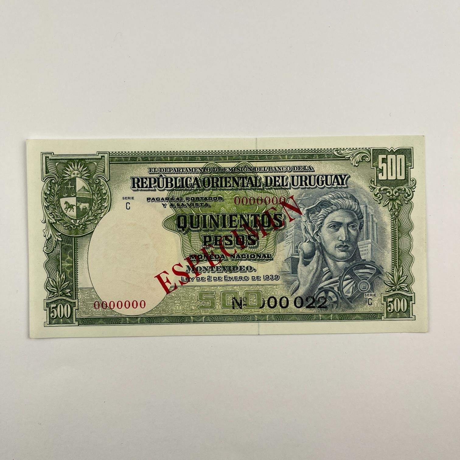 Uruguay Billete Espécimen 500 Pesos
