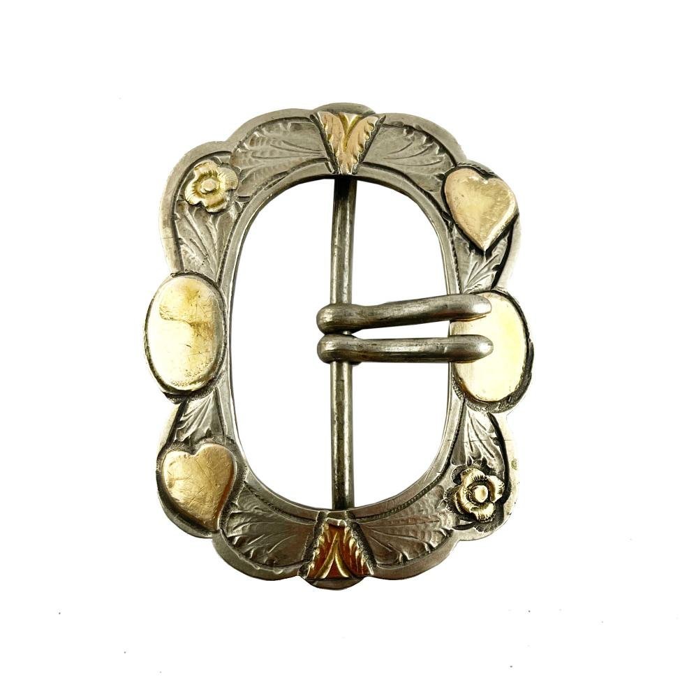 Hebilla gaucha en plata y oro