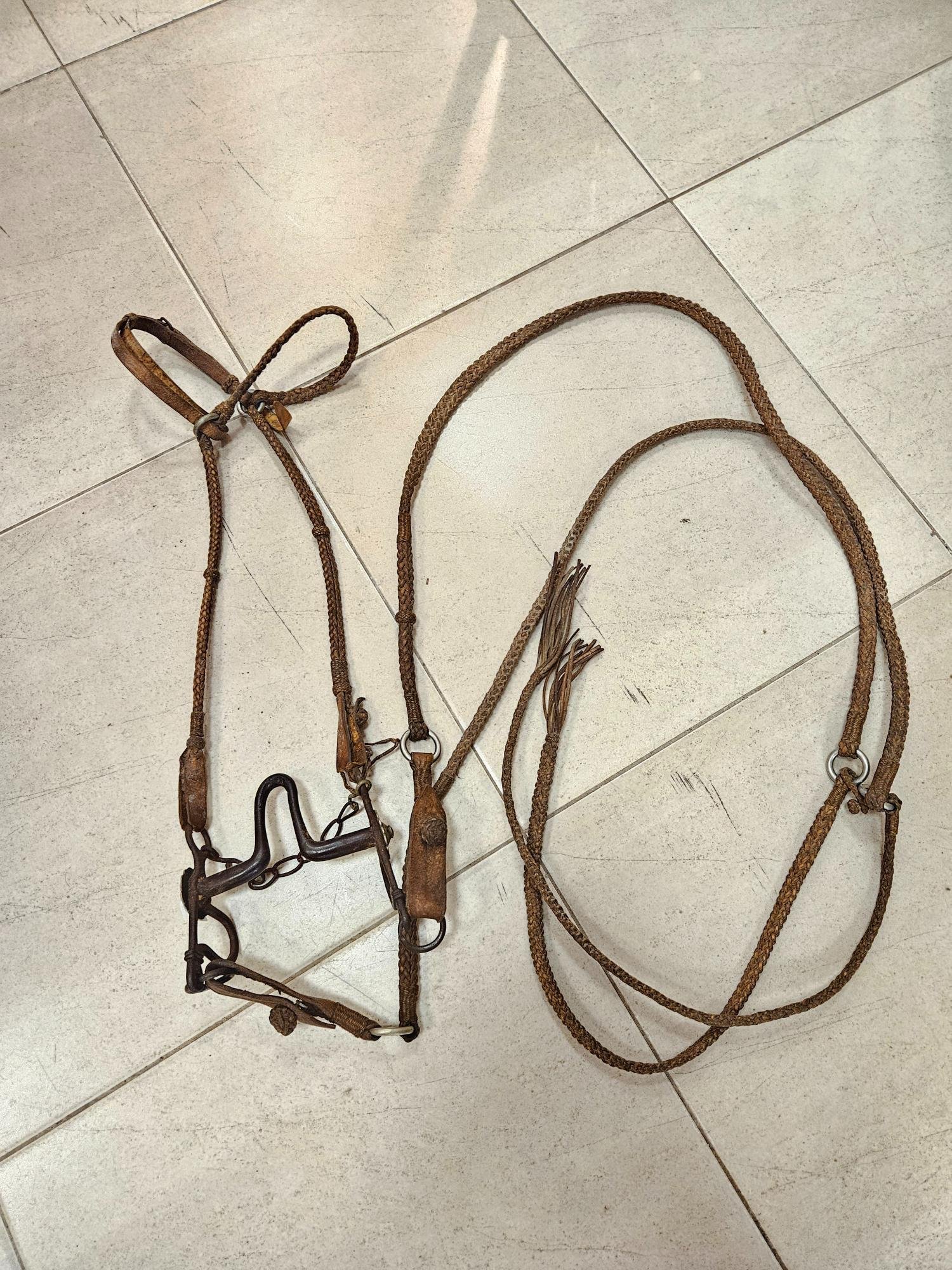 Juego de bozal cabezada de freno manea par de riendas y pretal