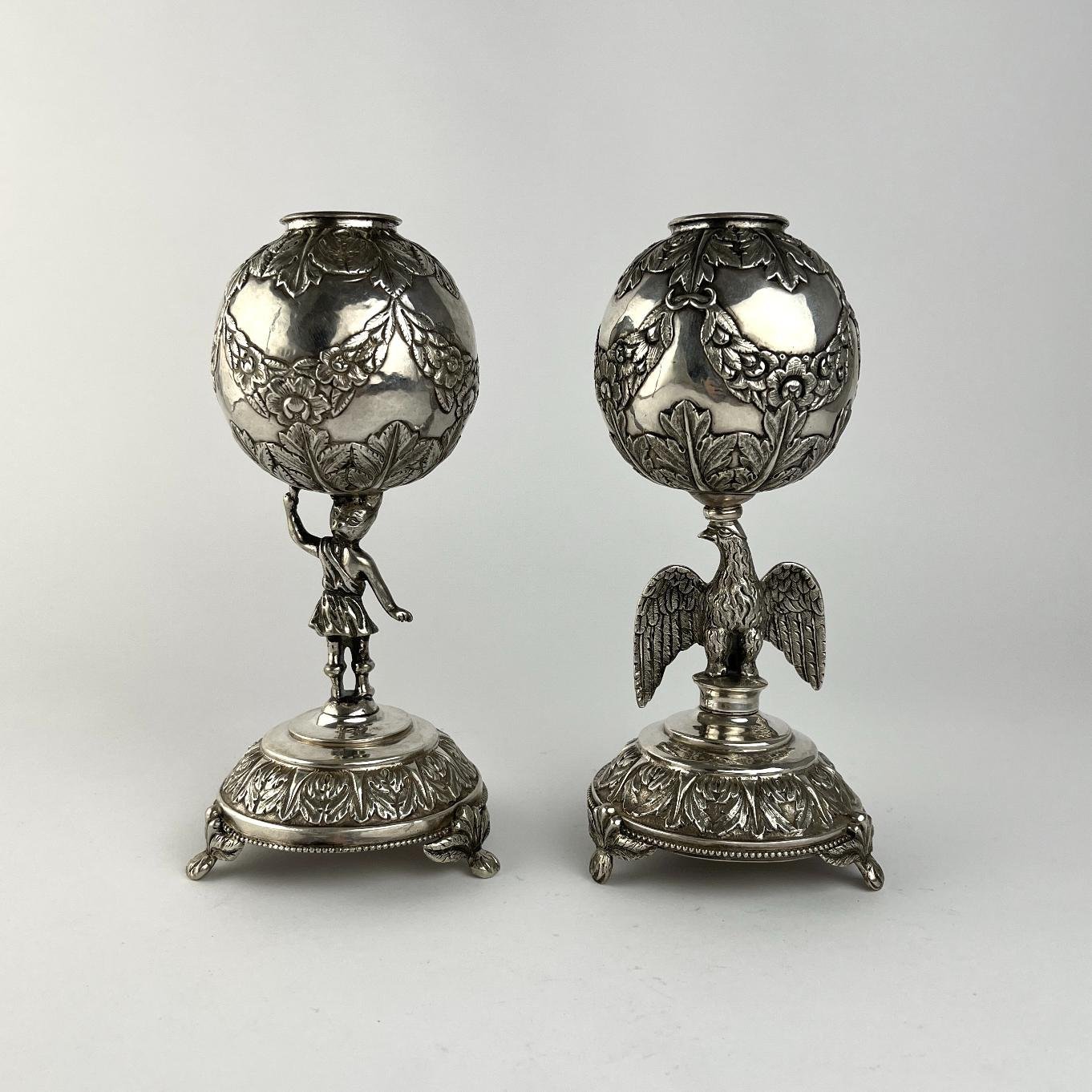 2 mates en plata S. XIX con bombillas en plata y oro - Imagen 2