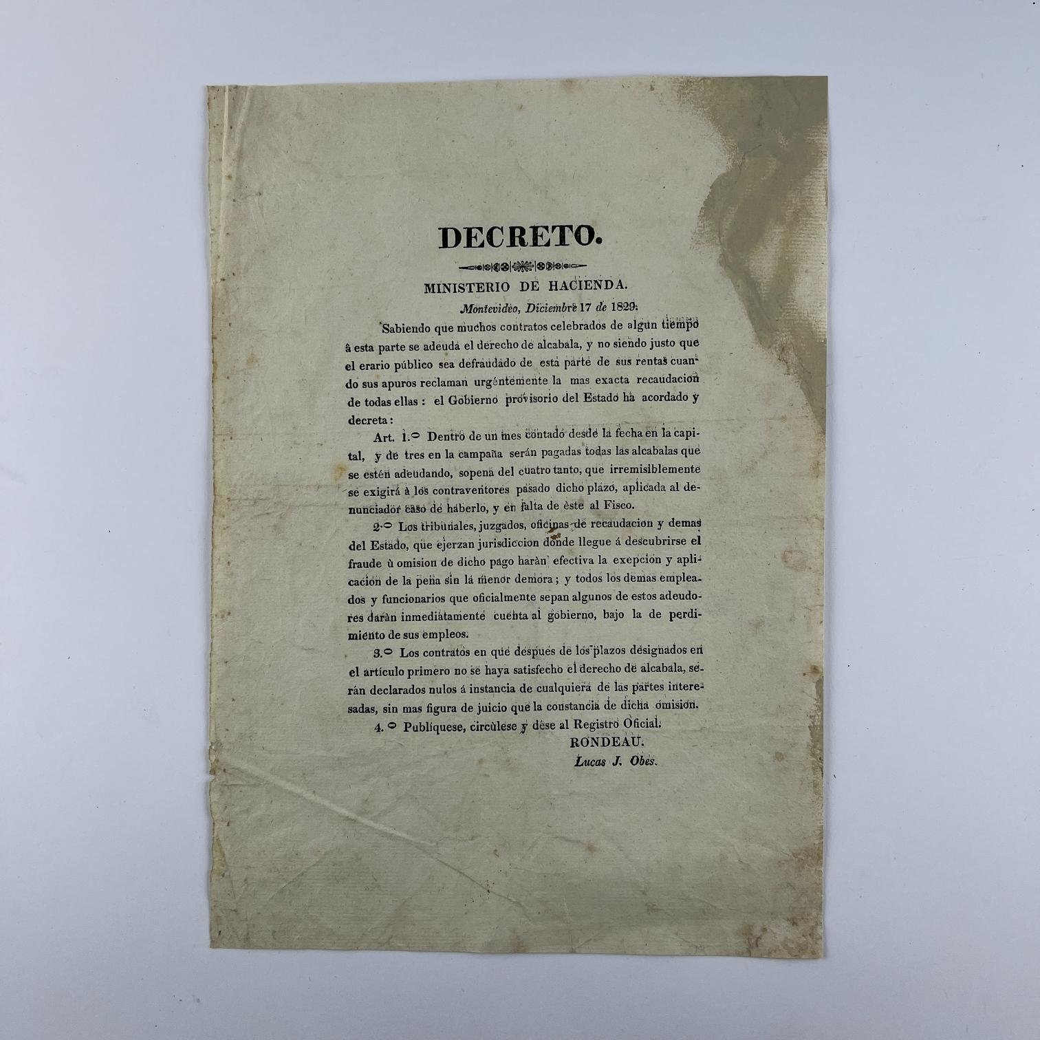 Circular de José Rondeau y Lucas Obes 1829