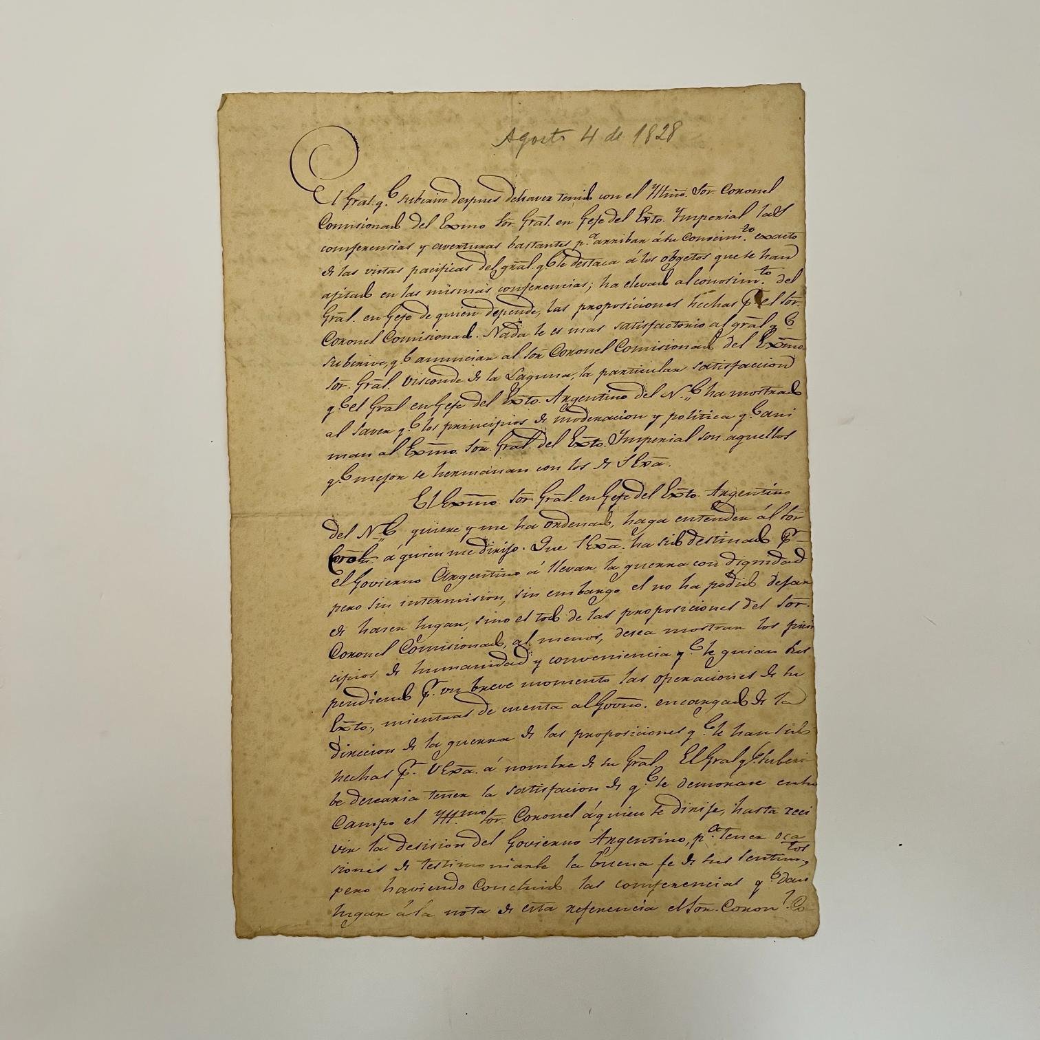 Carta de Fructuoso Rivera a Juan Florencio Perea 1828