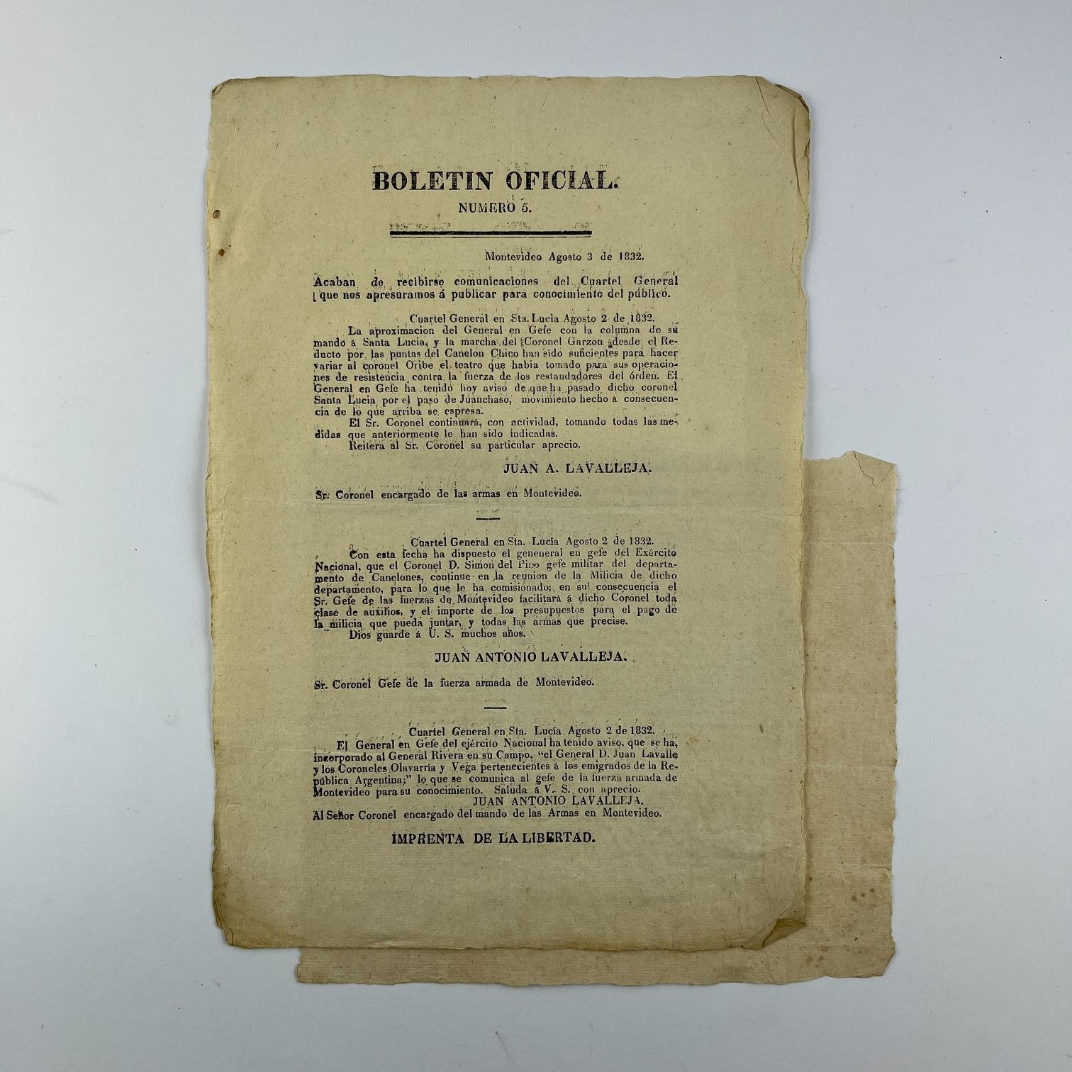 Circular de Juan Antonio Lavalleja 1832
