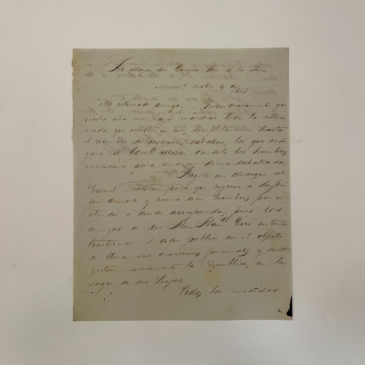 Carta de Venancio Flores a Gregorio José de la Peña 1853