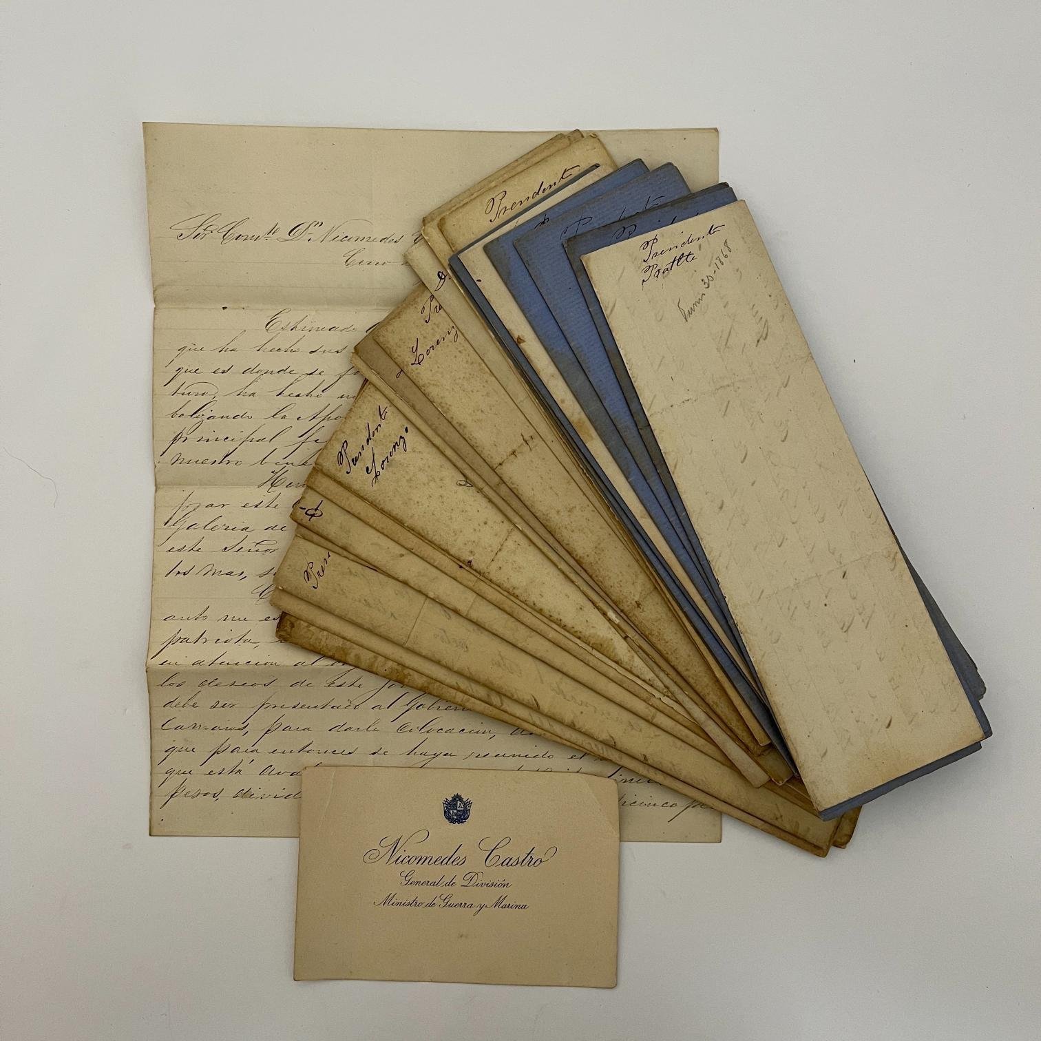 Conjuto de correspondencia del Presidente Lorenzo Batlle y Nicómedes Castro entre 1868 y 1870