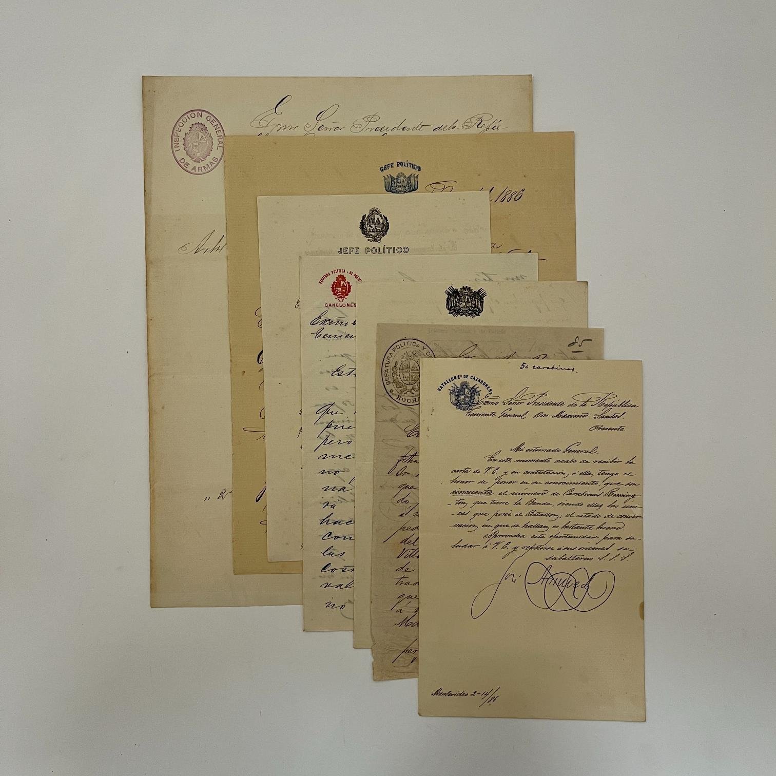 7 cartas dirigidas a Máximo Santos entre 1882 y 1886