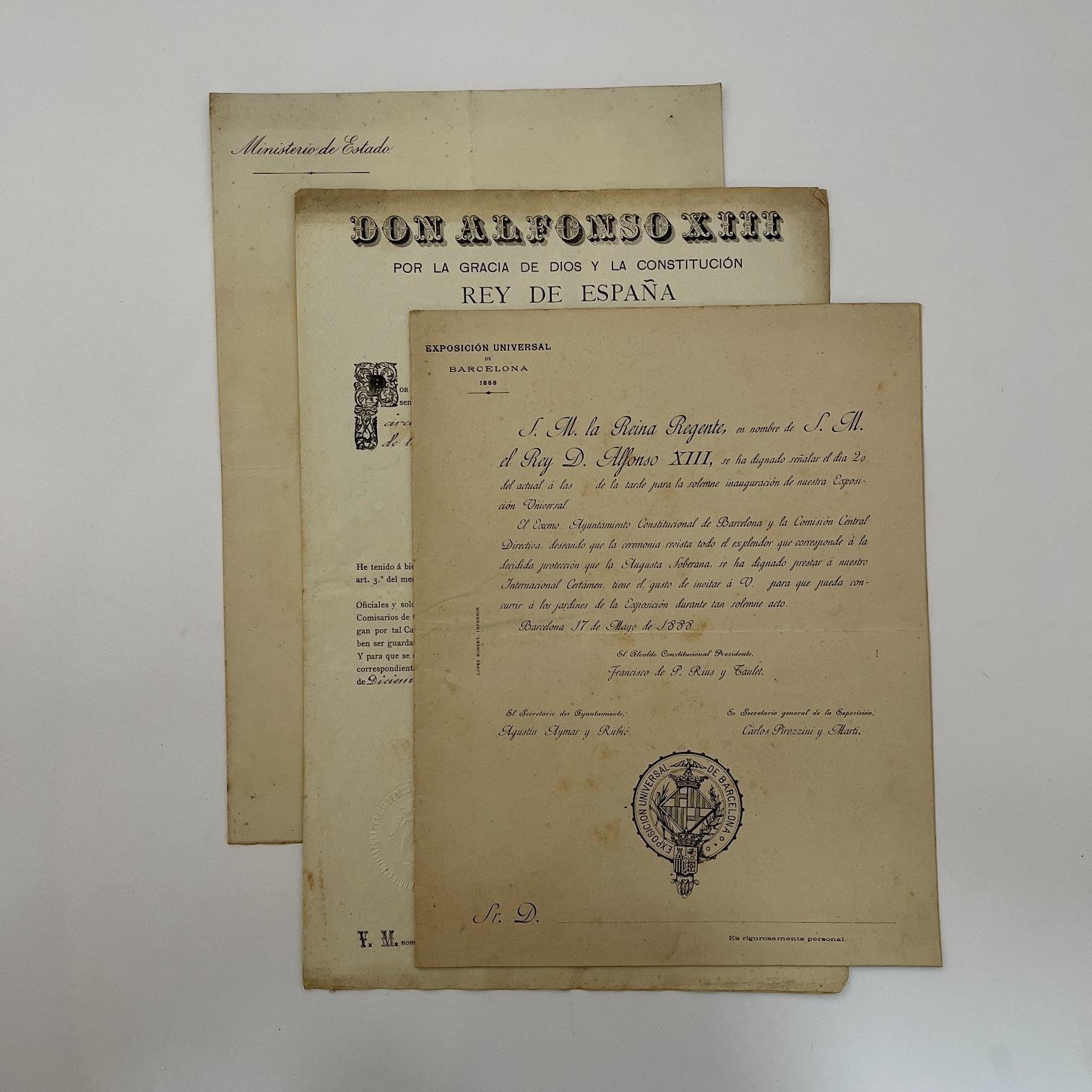 Certificado y carta de nombramiento de Máximo Santos Gran Caballero de la Gran Cruz de la Orden al mérito Militar (España)