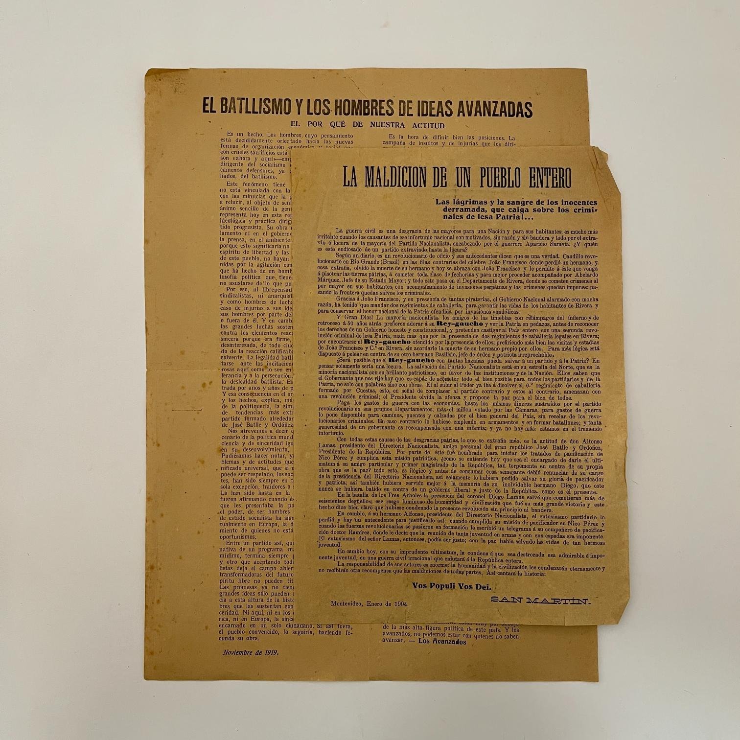 2 Panfletos batllistas 1904 y 1919