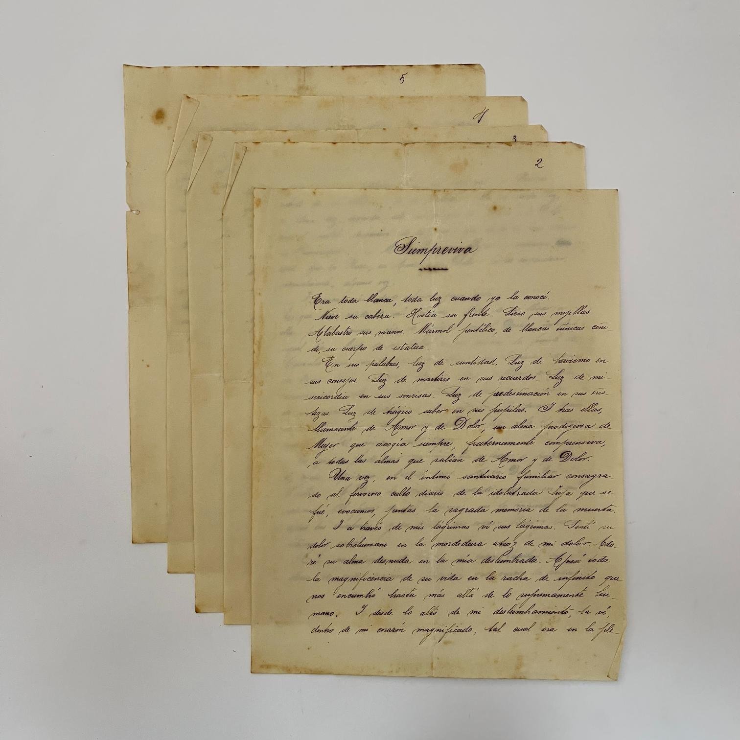 Manuscrito Siempreviva firmado Obdulia Durán de Díaz "Isolda"