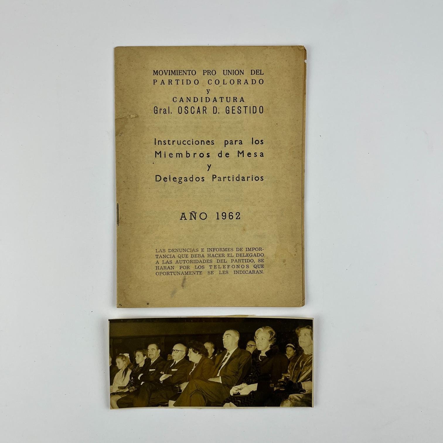 Folleto y foto 1962 Oscar Gestido
