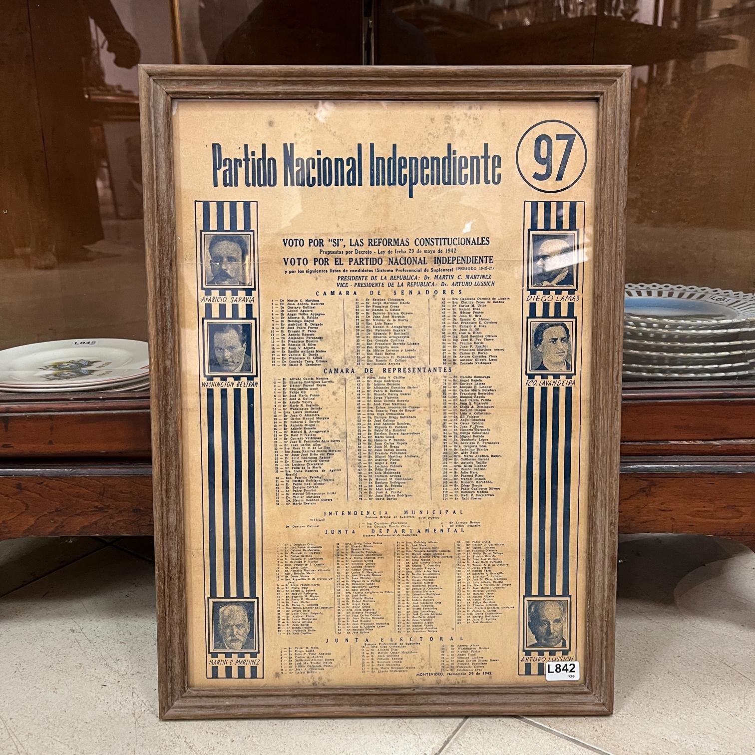 Lista electoral Partido Nacional Independiente 1942