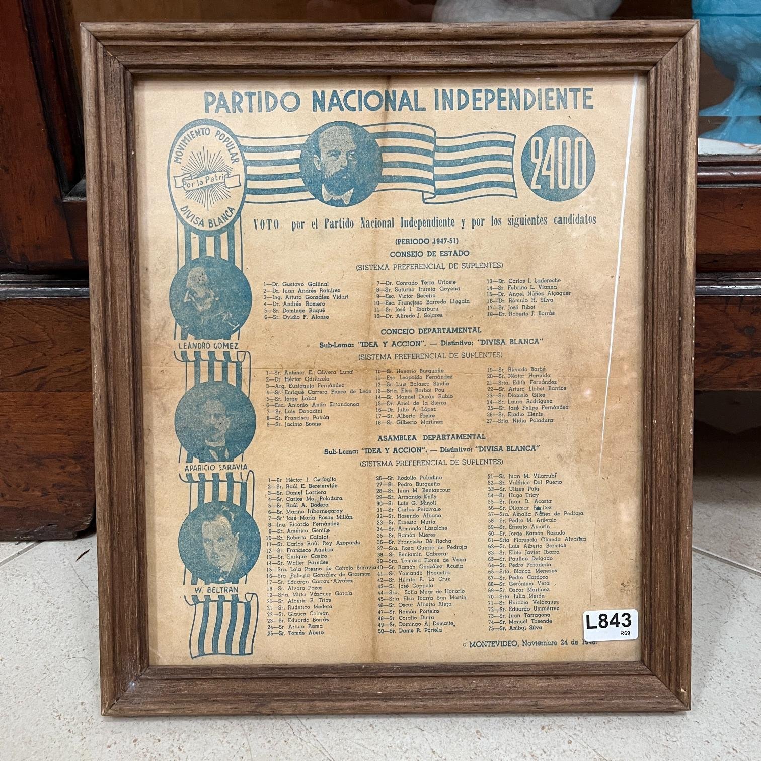 Lista electoral Partido Nacional Independiente 1946