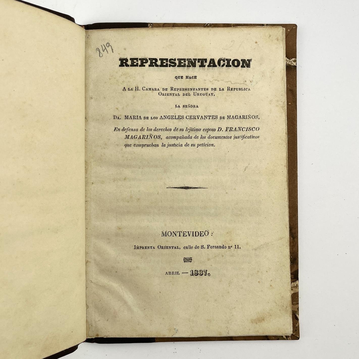 MARÍA DE LOS ÁNGELES CERVANTES DE MAGARIÑOSRepresentación que hace a la H. Cámara de Representantes de la República Oriental del Uruguay, la Señora Da. (...)