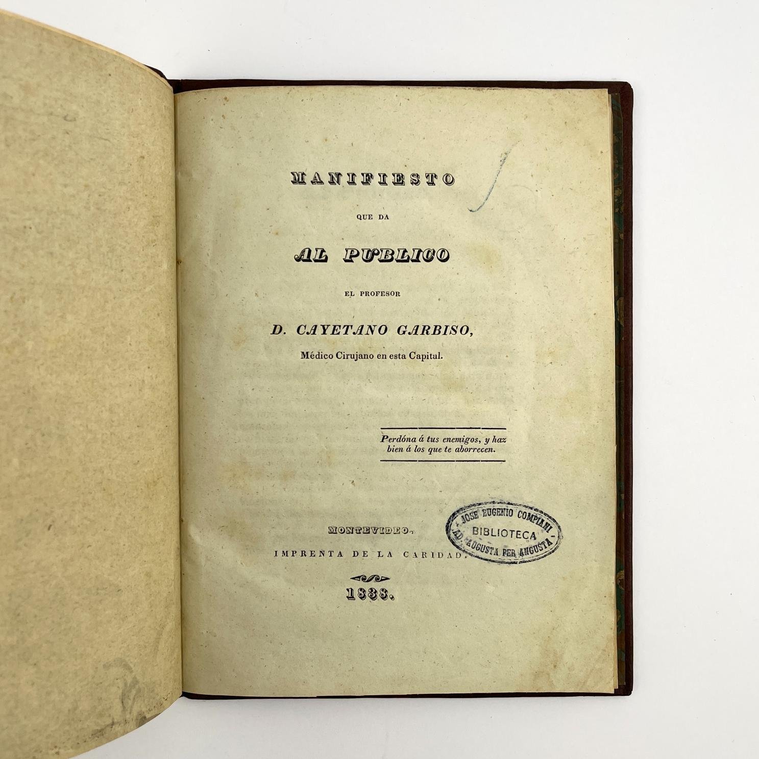CAYETANO GARBISO
Manifiesto que da al público el profesor