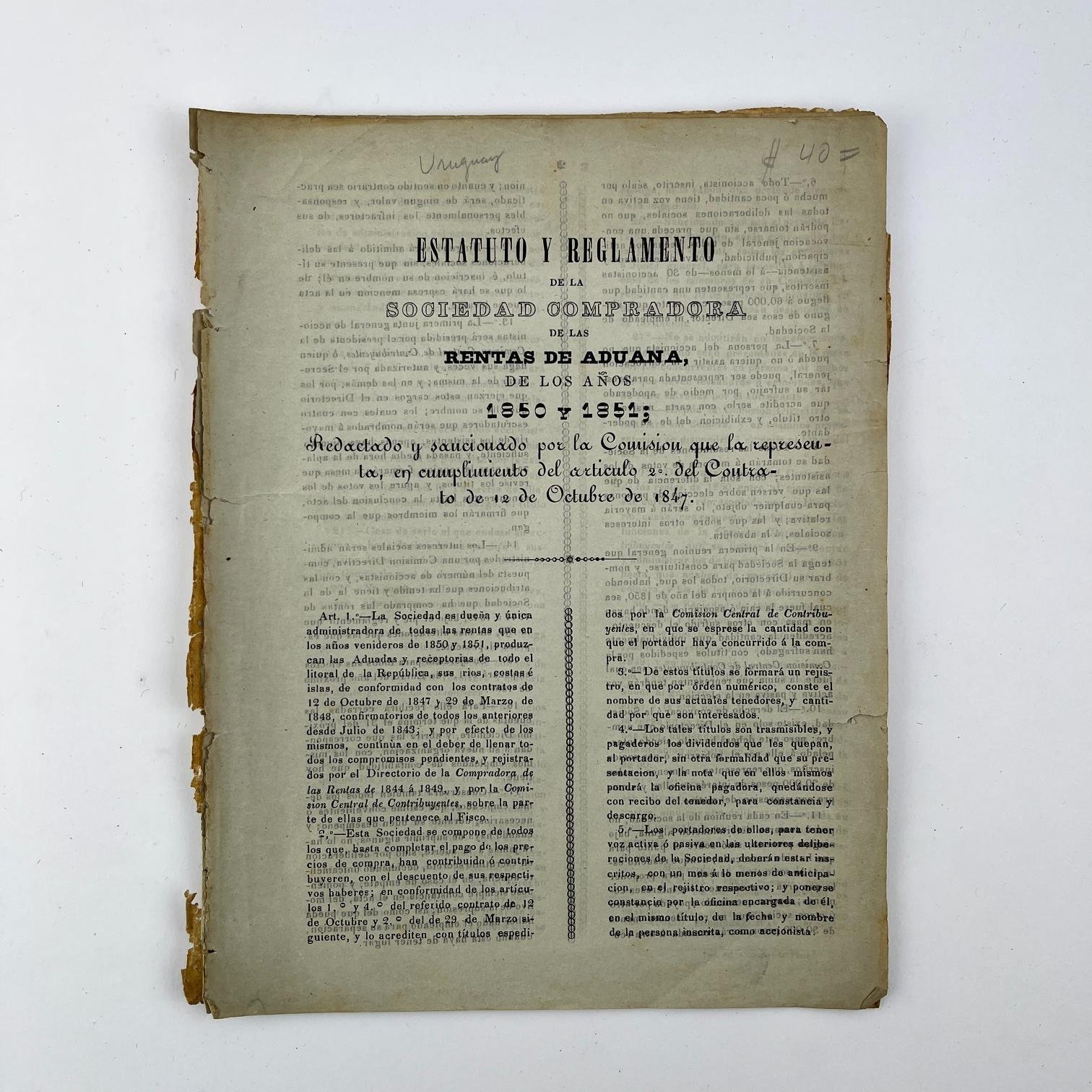 ALEJANDRO CHUCARROMemoria sobre el estado de la Hacienda PúblicaAcompañado por: Estatuto y Reglamento de la Sociedad Compradora de las Rentas de Aduana de los años 1850 y 1851 - Imagen 2