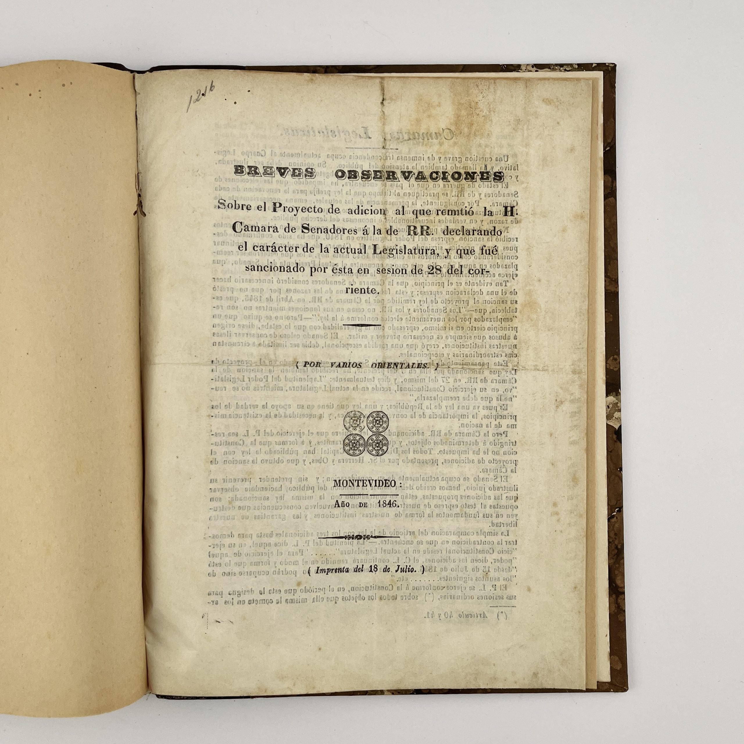 POR VARIOS ORIENTALESBreves Observaciones Sobre el Proyecto de adición