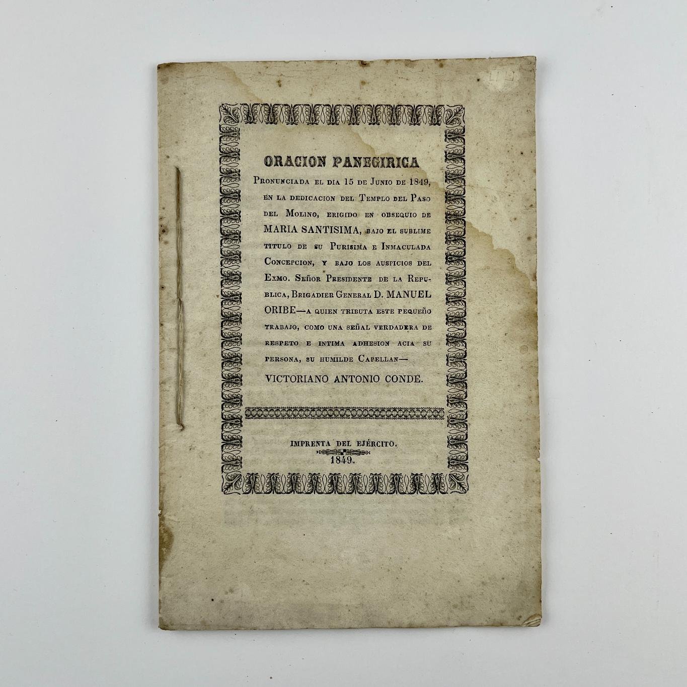 VICTORIANO ANTONIO CONDE - MANUEL ORIBE
Oración Panegírica pronunciada