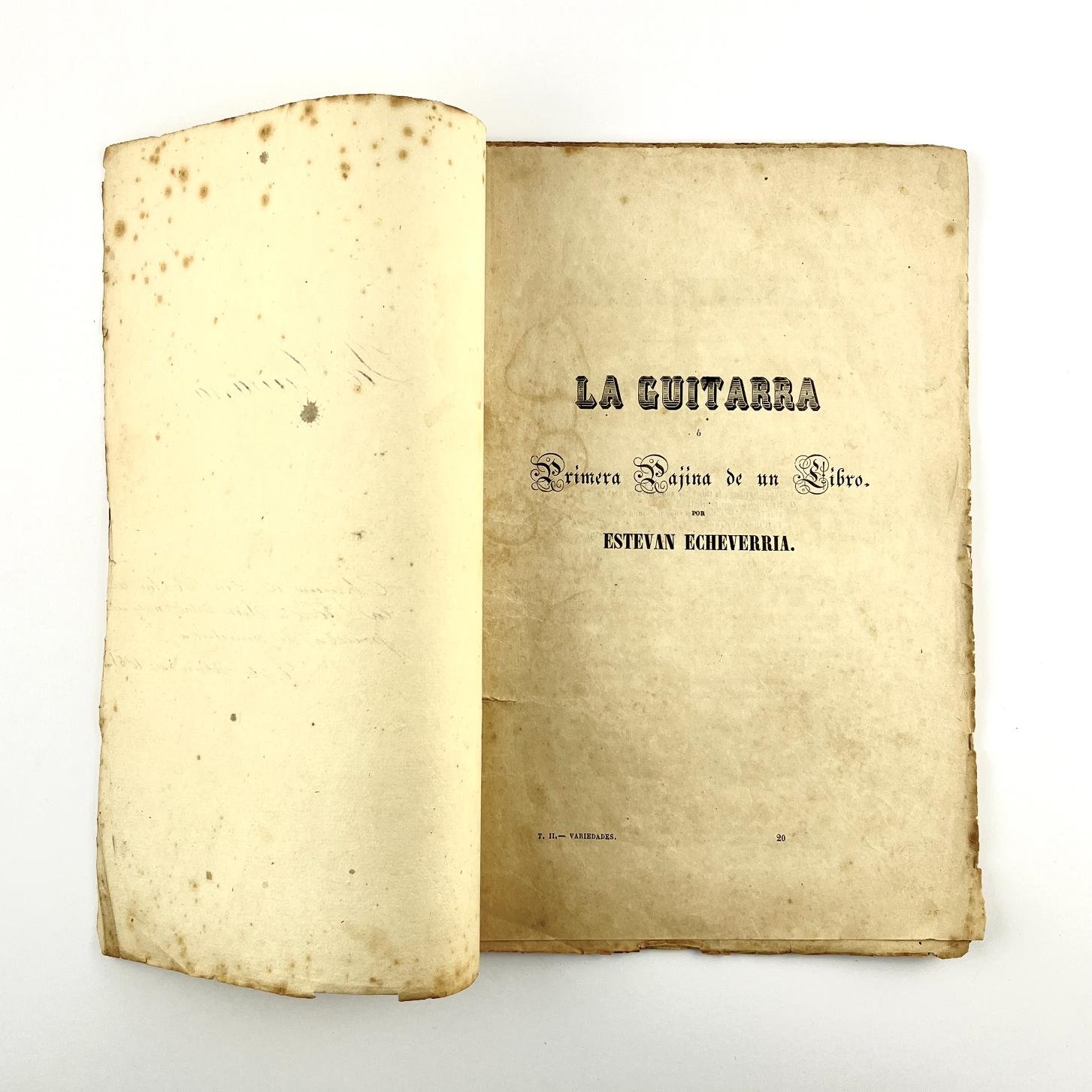 ESTEBAN ECHEVERRÍA
La Guitarra o Primera Pajina (sic) de un Libro