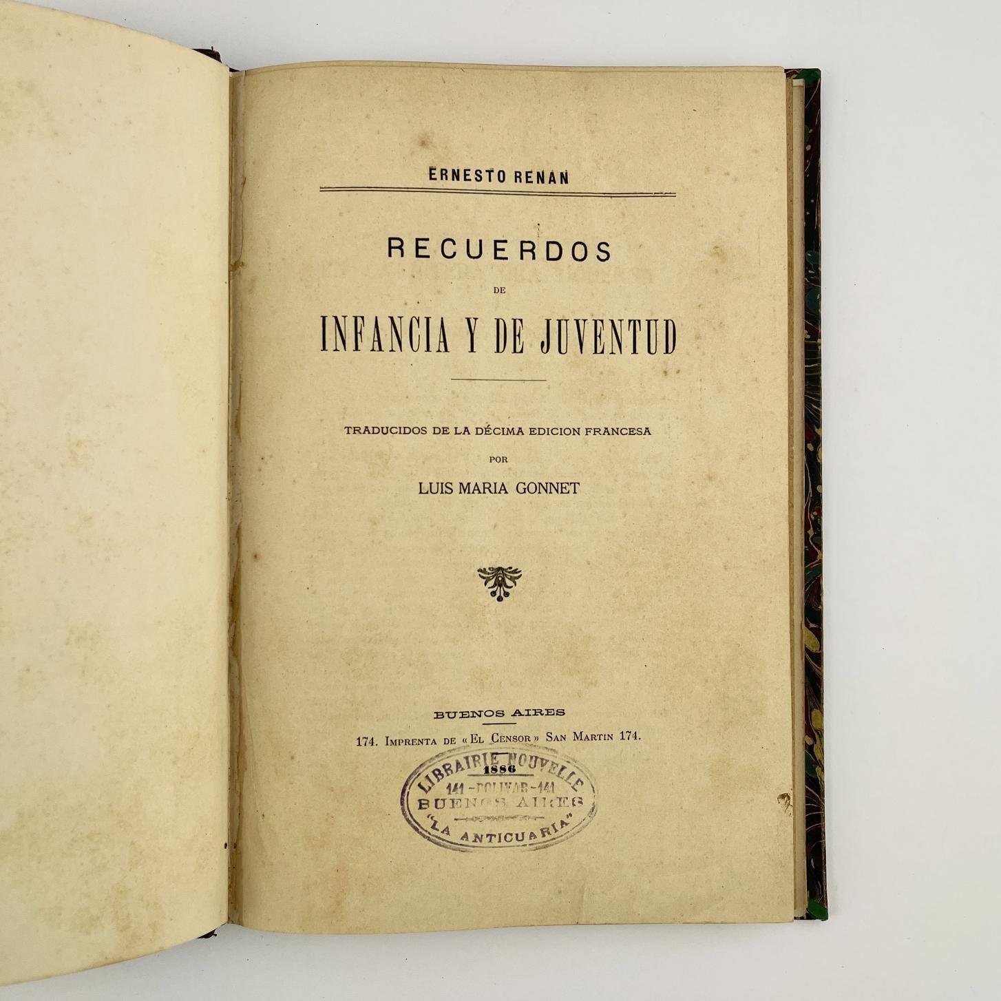 E. E. RIVAROLA
Nuevas hojas
Acompañado por:
ERNESTO RENAN: Recuerdos de Infancia y de Juventud