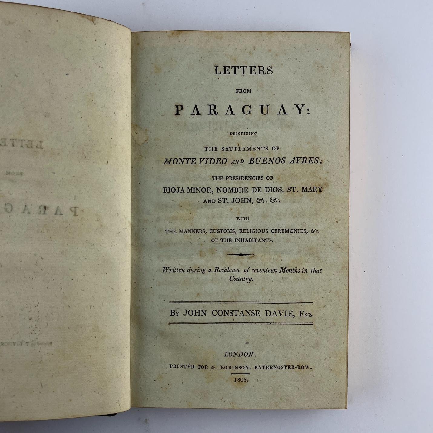 JOHN CONSTANSE DAVIE
Letters from Paraguay