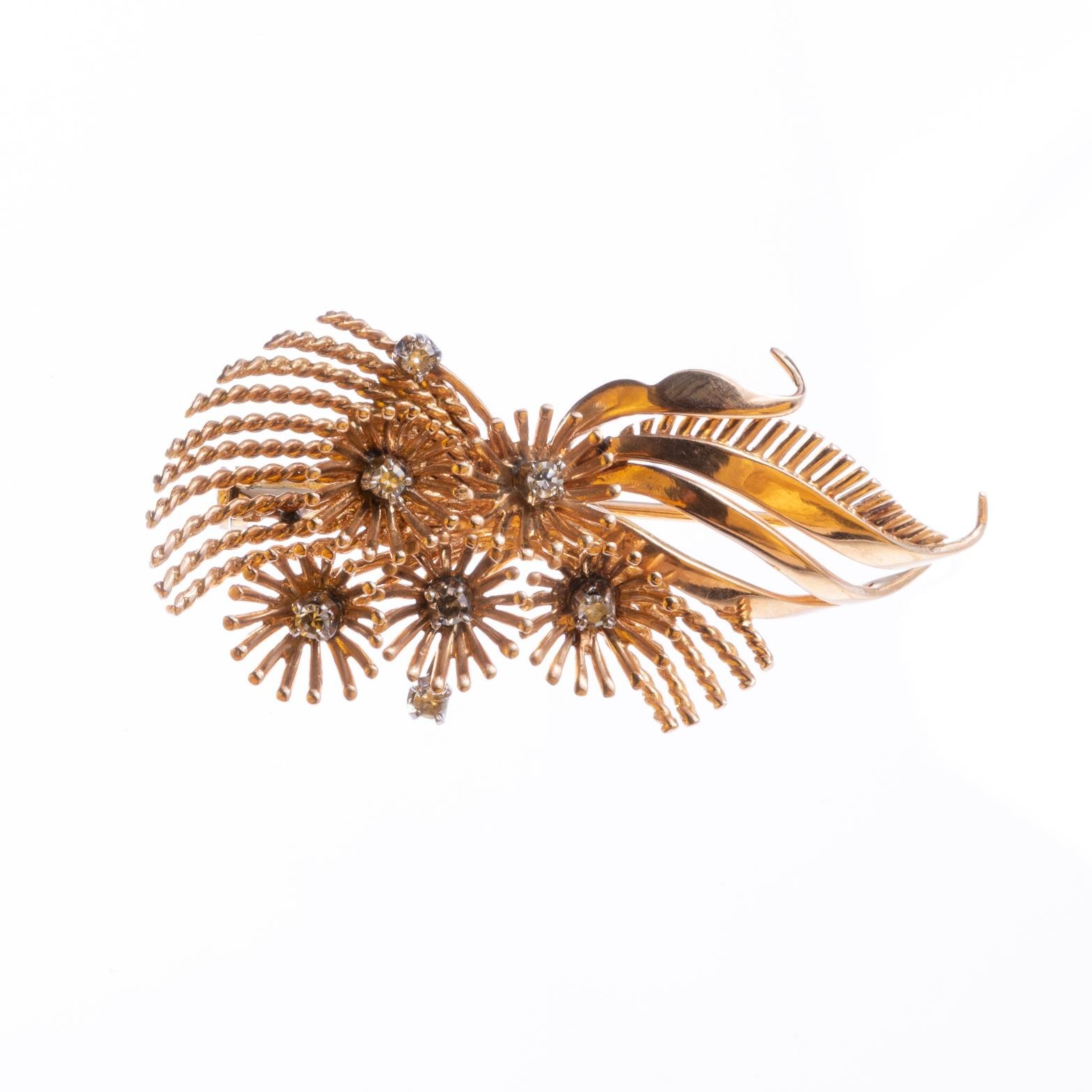 Prendedor oro 18 K amarillo y diamantes