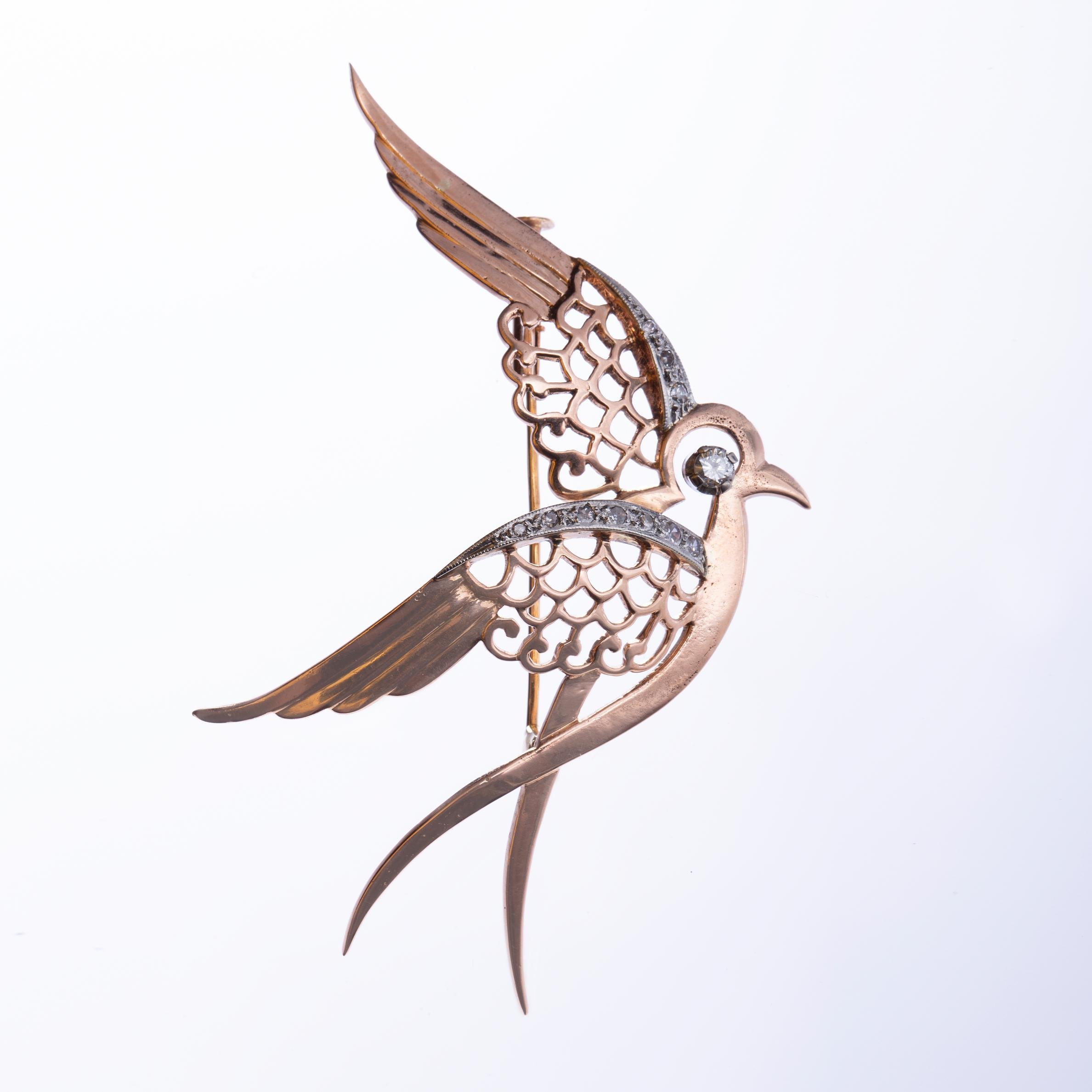 Prendedor oro 18 K amarillo y diamantes