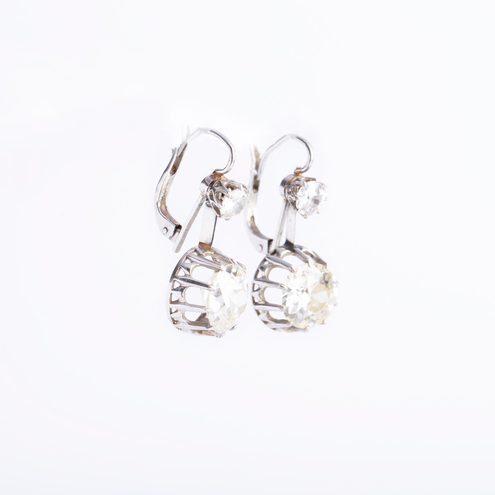 Caravanas oro 18 K blanco y diamantes
