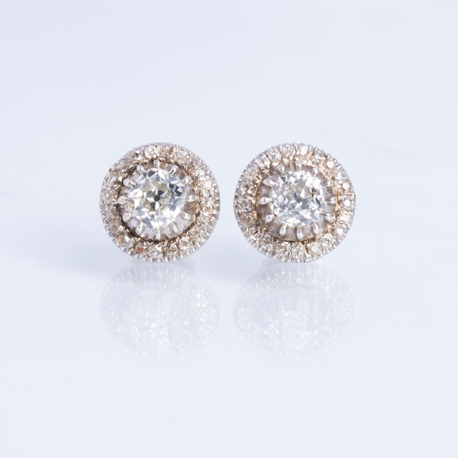 Caravanas oro 18 K blanco y amarillo y diamantes