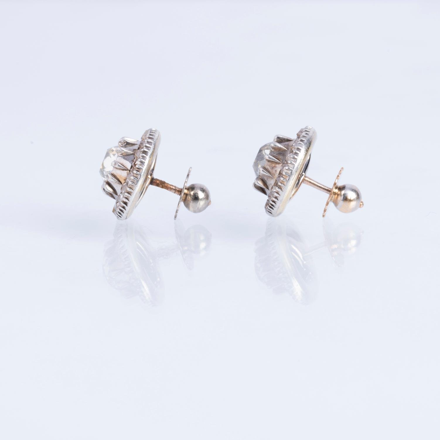 Caravanas oro 18 K blanco y amarillo y diamantes - Imagen 2