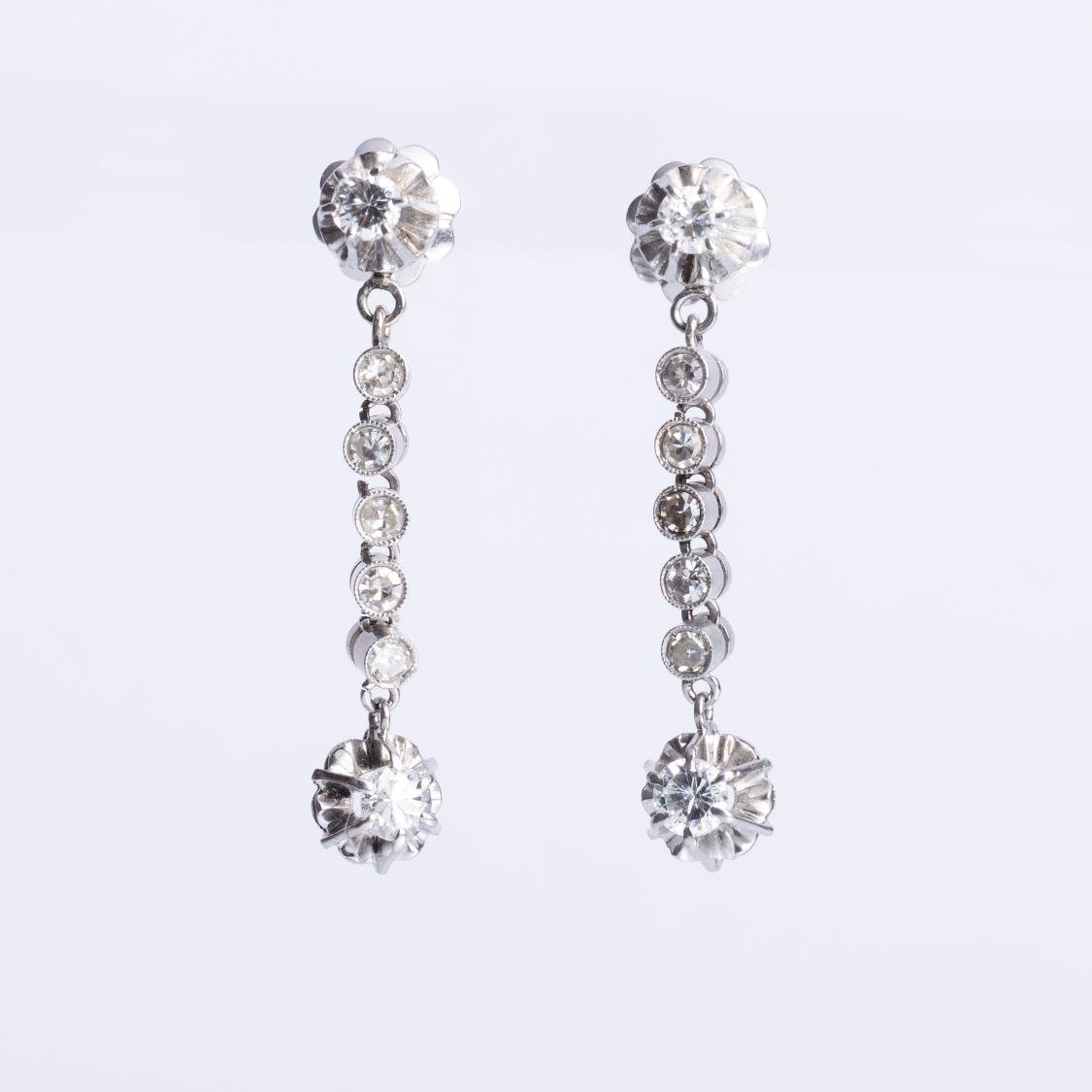 Caravanas oro 18 K blanco y diamantes