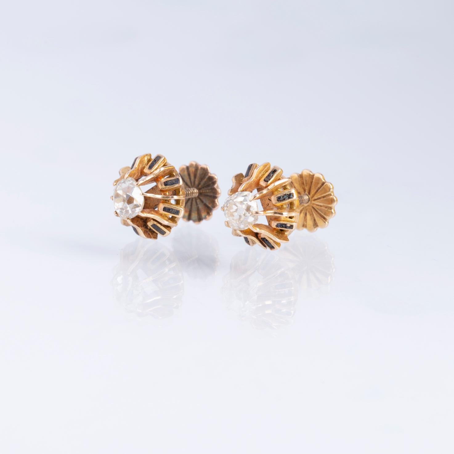 Caravanas oro 18 K, diamantes y esmalte - Imagen 3