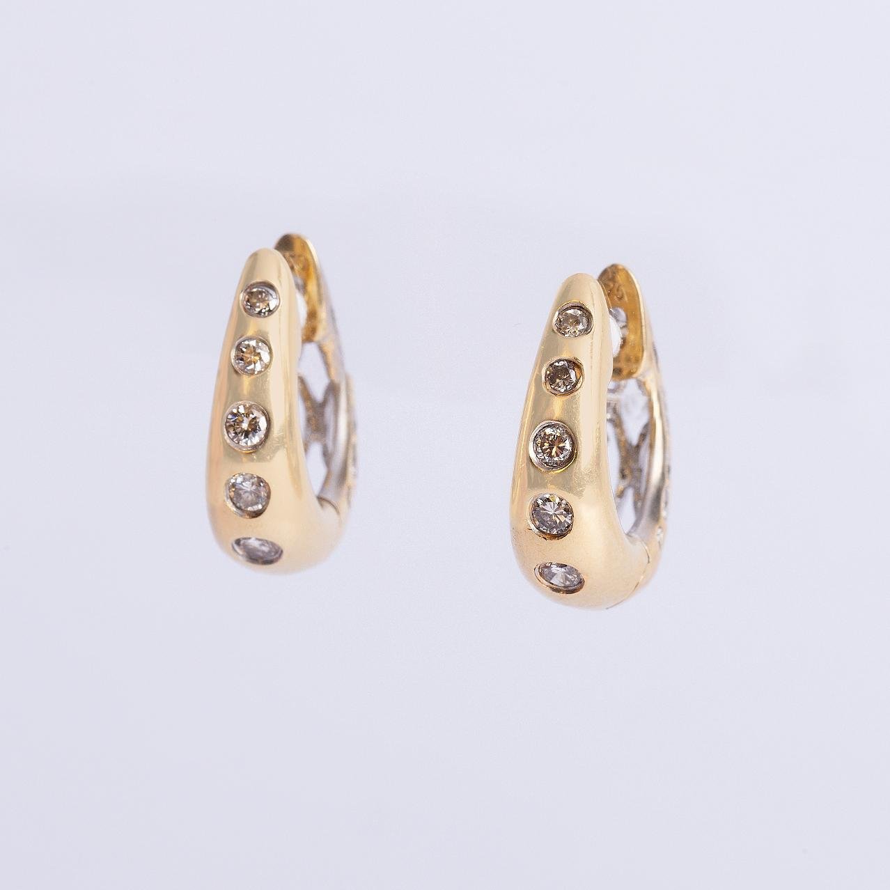 Caravanas oro 18 K amarillo y blanco y diamantes